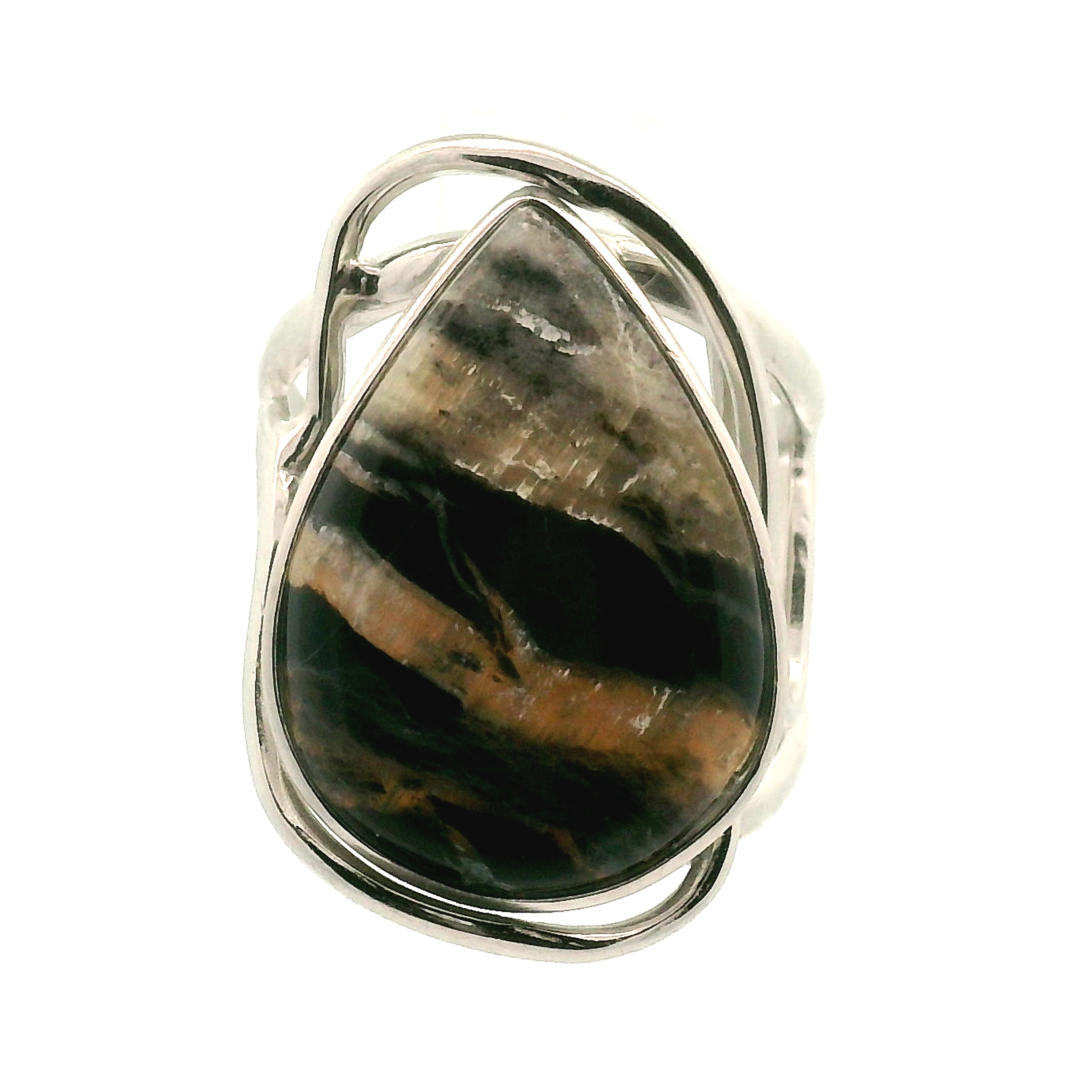 Arizona Pietersite Cuff Ring .925 Silver for Intuition, Transformation and Willpower