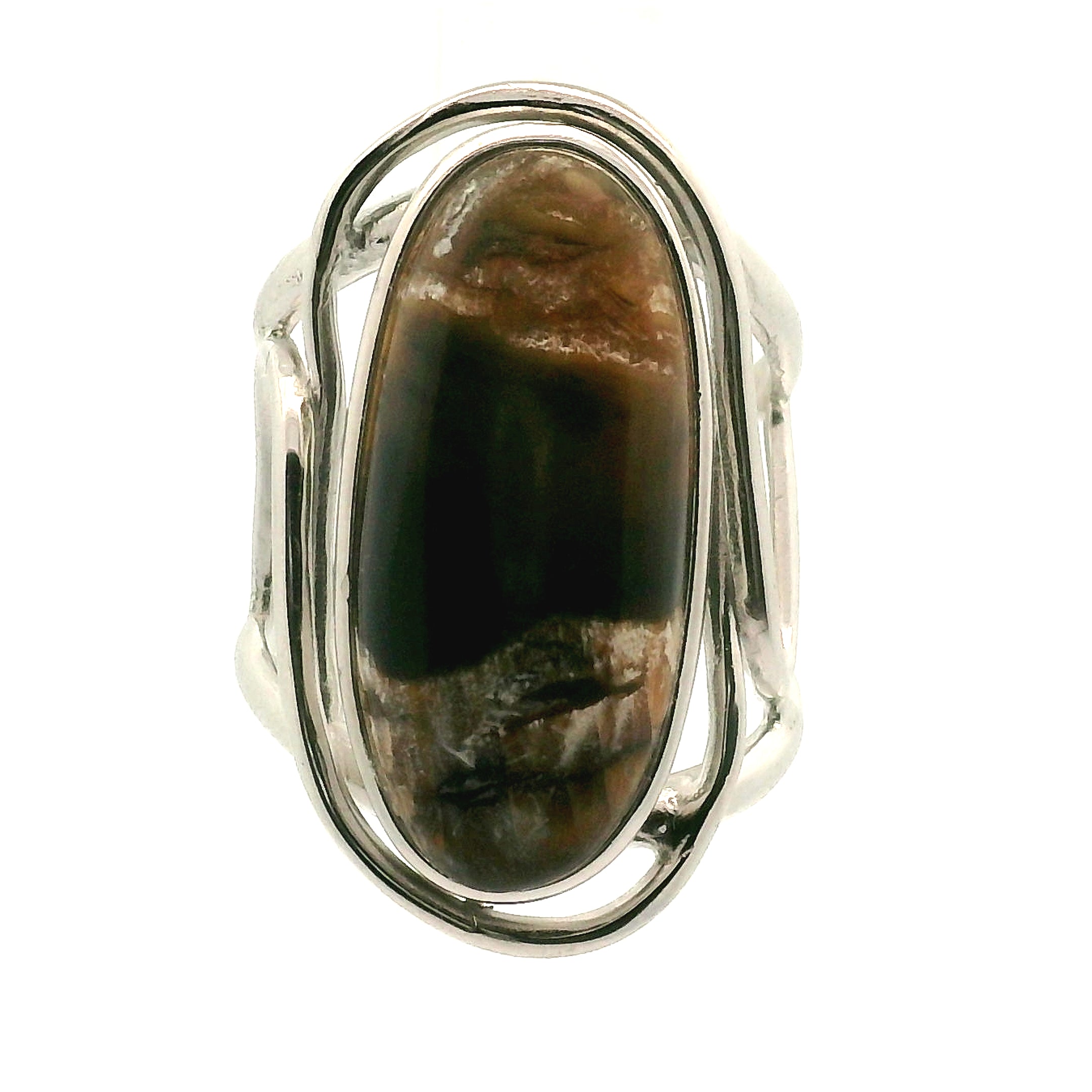Arizona Pietersite Cuff Ring .925 Silver for Intuition, Transformation and Willpower