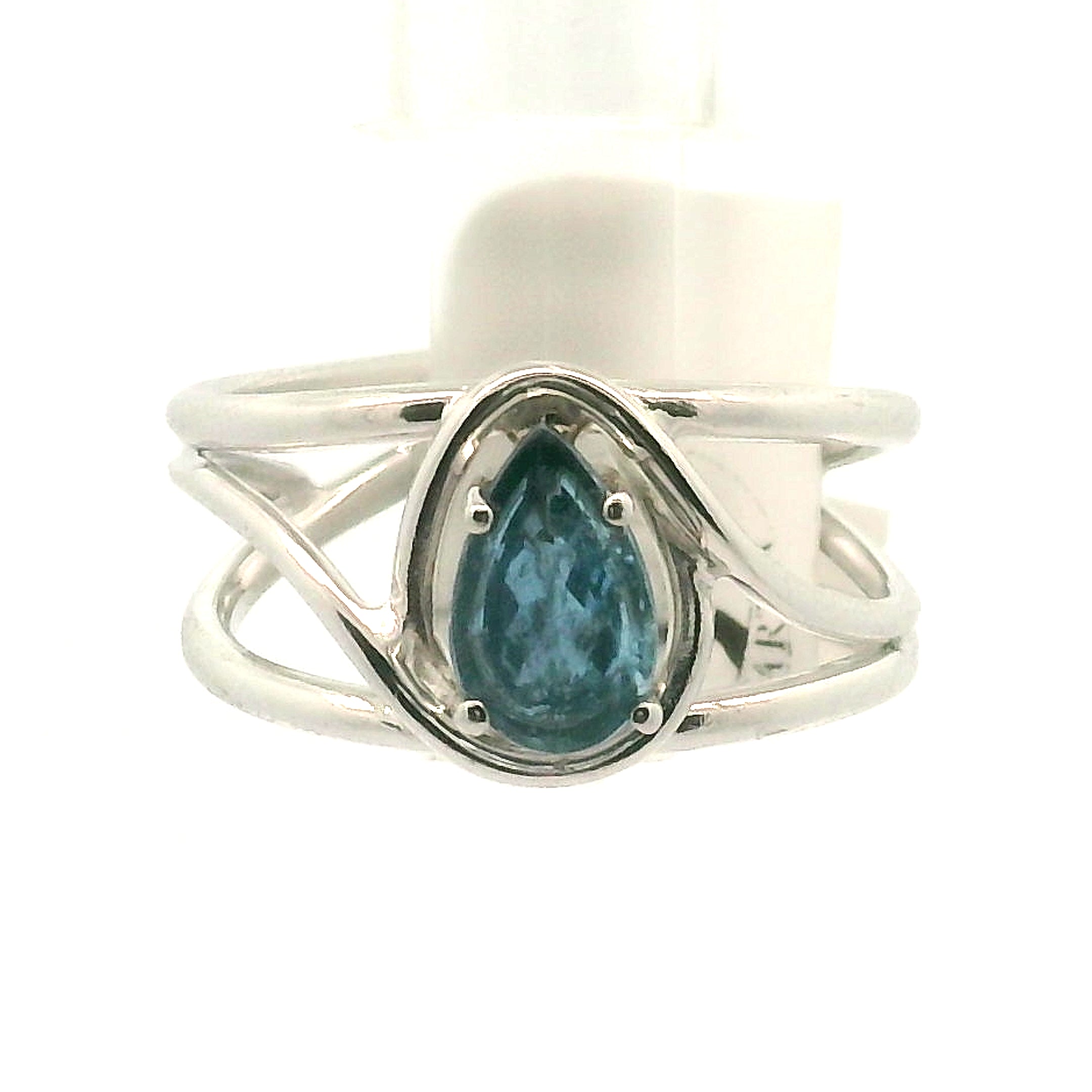 Santa Maria Aquamarine Faceted Midi Cuff Ring .925 Silver for Healing, Intention Setting and Manifesting your Desires
