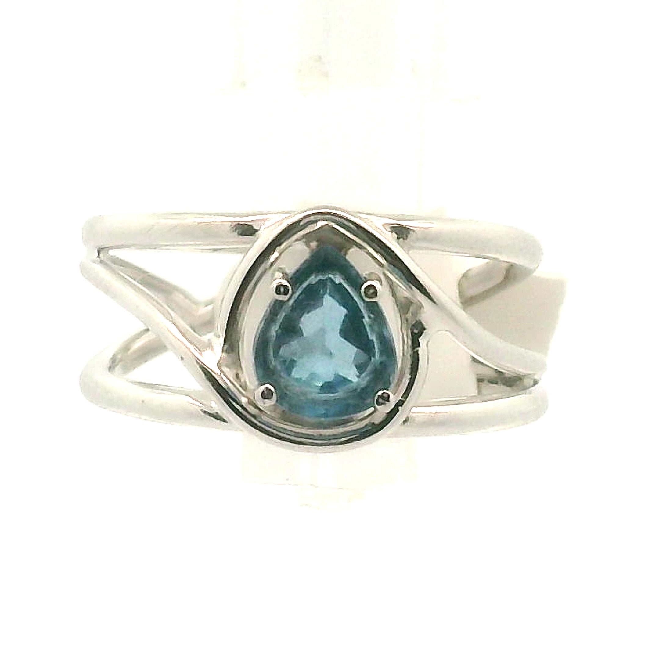 Santa Maria Aquamarine Faceted Midi Cuff Ring .925 Silver for Healing, Intention Setting and Manifesting your Desires