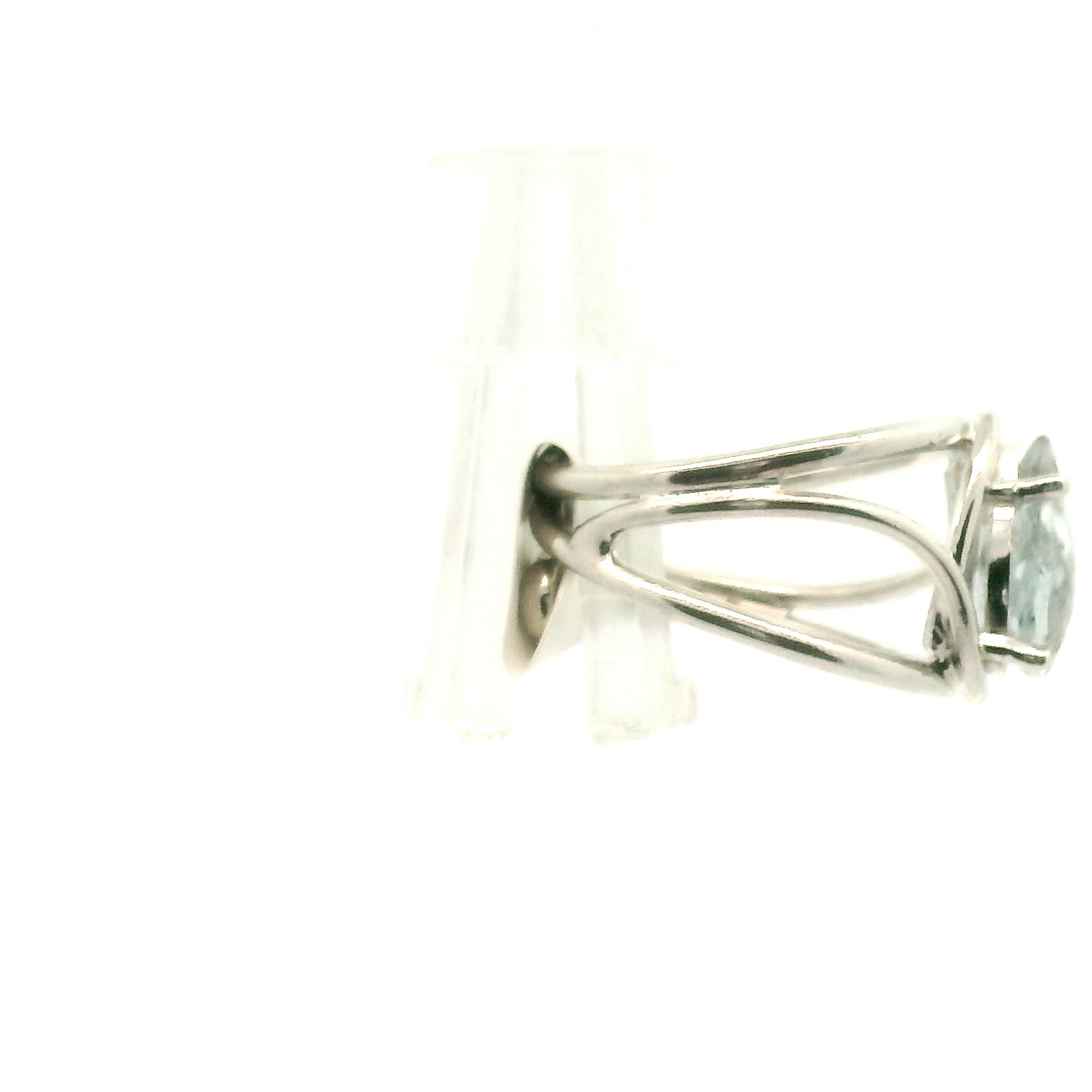 Aquamarine & Copper Adjustable Finger Bracelet .925 Silver for Improved Communication and Peace