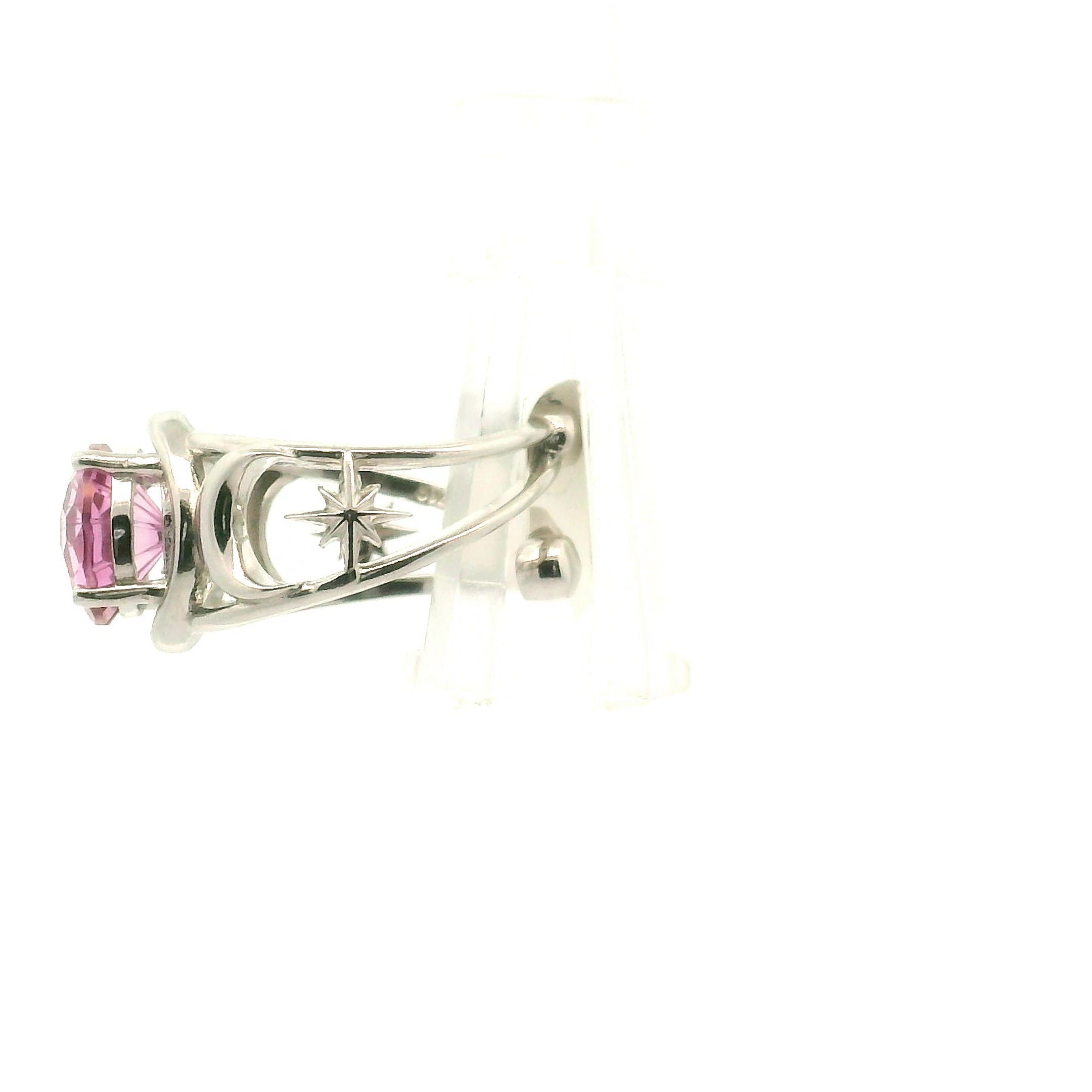 Pink Topaz Moon + Star Cuff Ring .925 Silver for Health, Protection, Amplifying Intentions & Accelerating Manifestations (Copy)