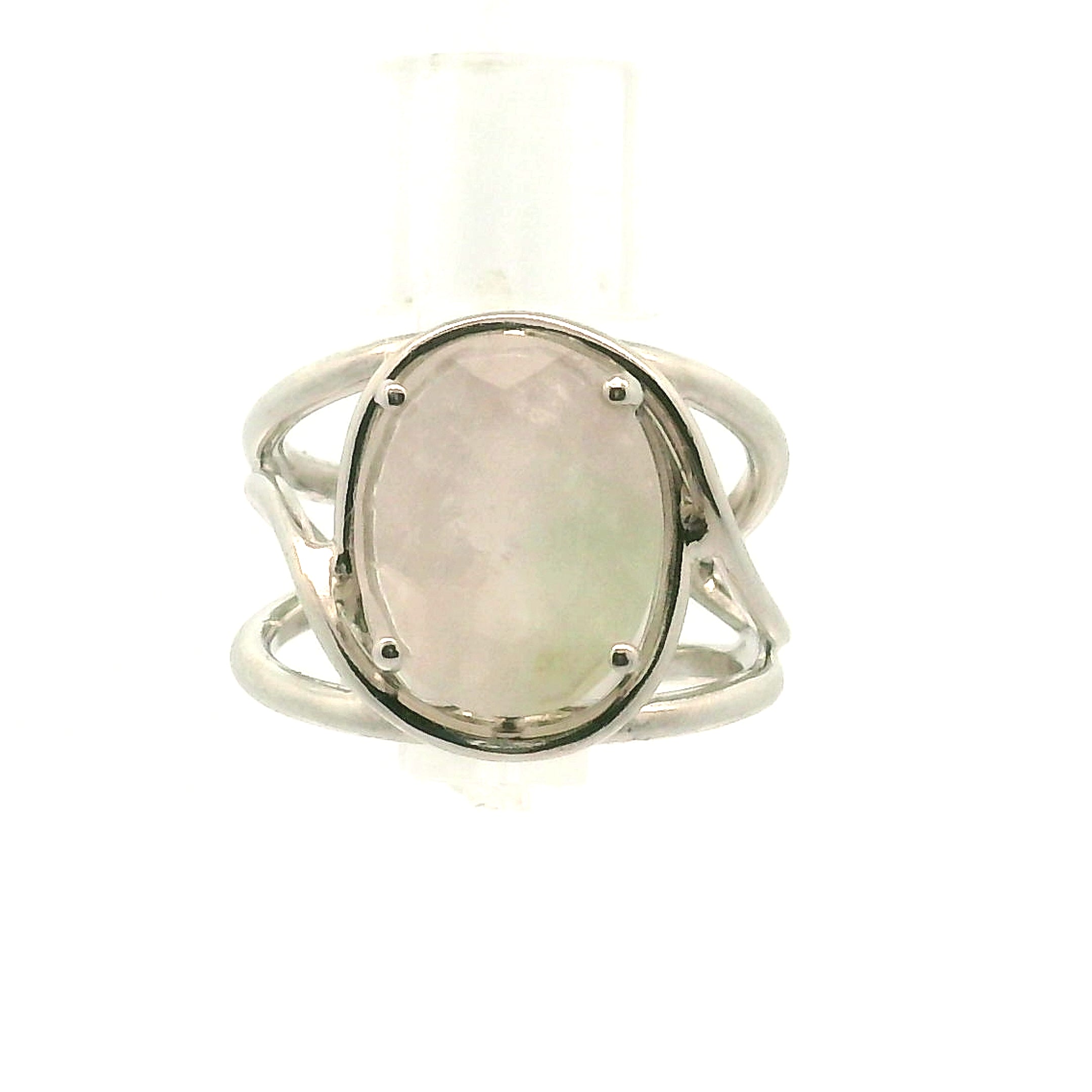 Morganite + Aquamarine Cuff Ring .925 Silver for Abundance of Joy and Love