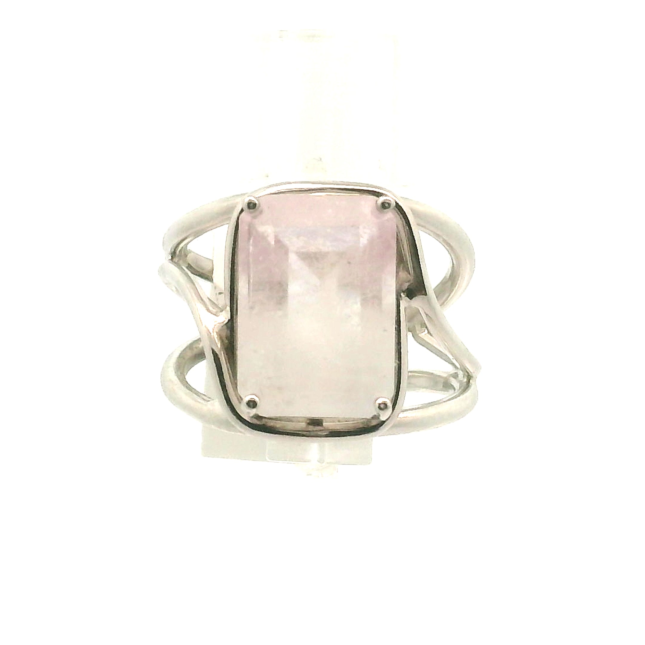 Morganite + Aquamarine Cuff Ring .925 Silver for Abundance of Joy and Love
