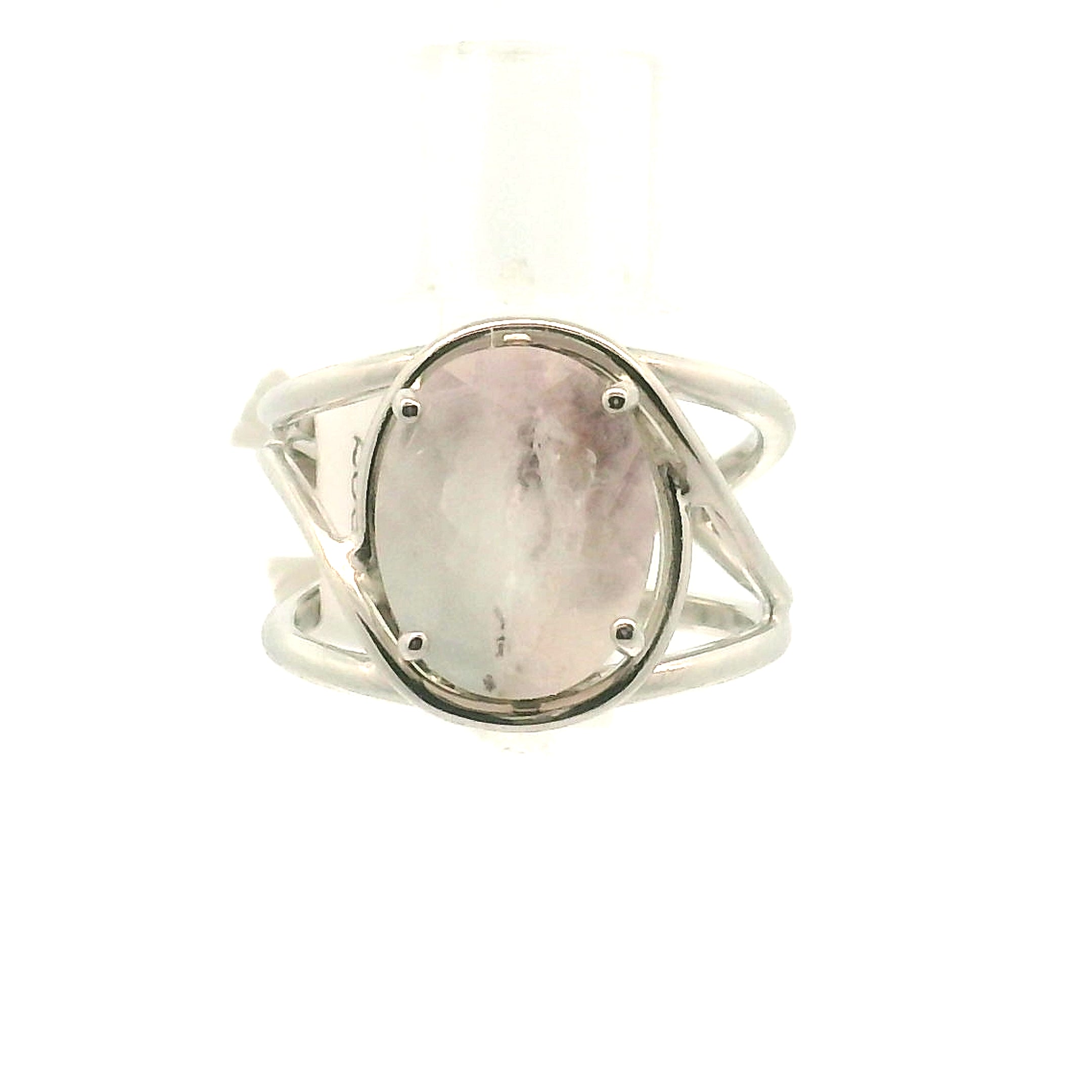 Morganite + Aquamarine Cuff Ring .925 Silver for Abundance of Joy and Love