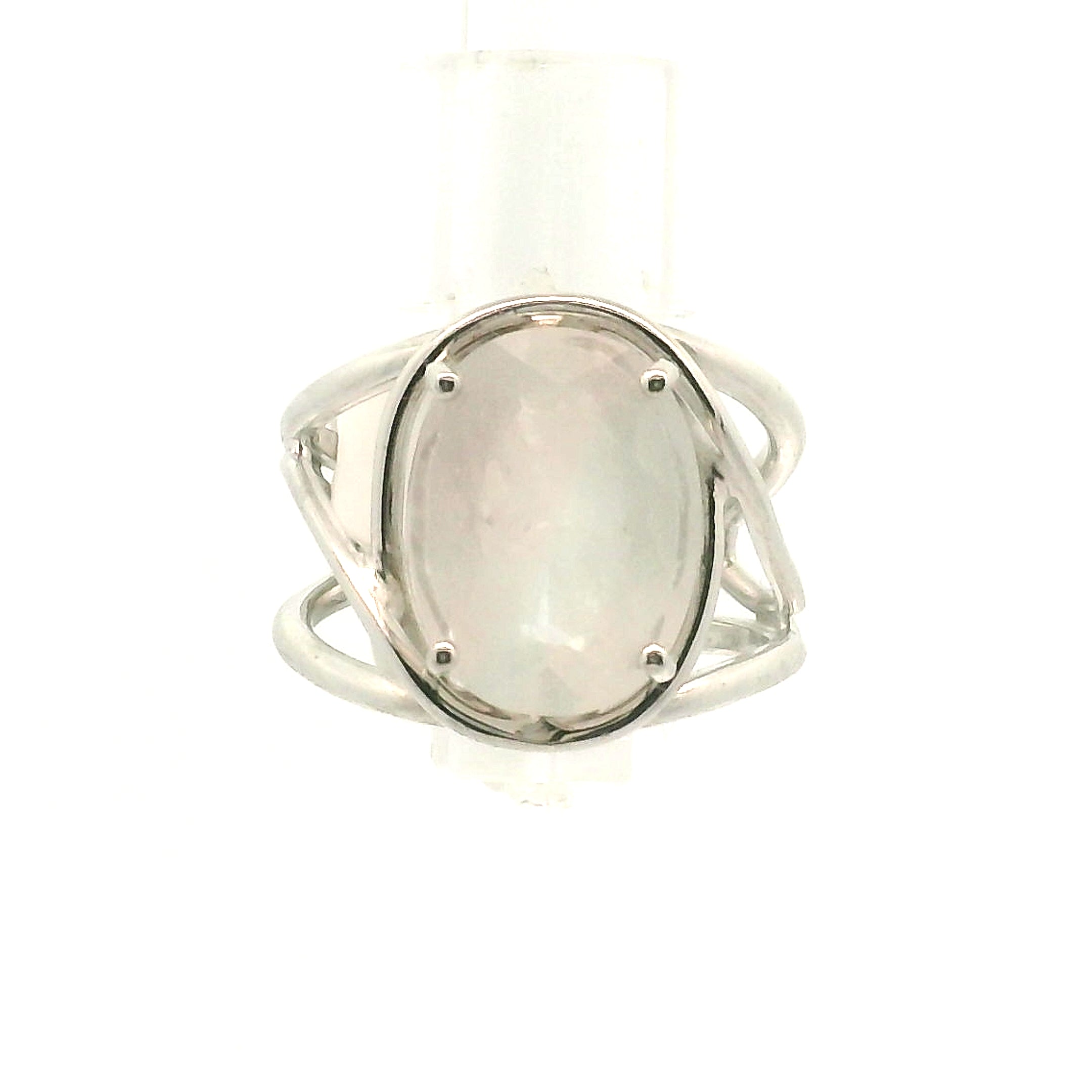Morganite + Aquamarine Cuff Ring .925 Silver for Abundance of Joy and Love