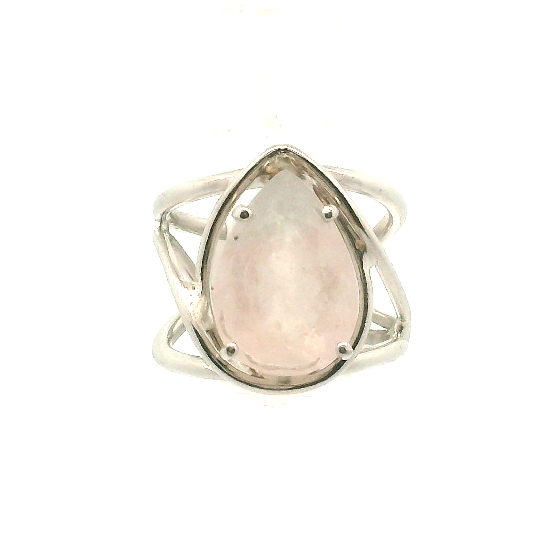 Morganite + Aquamarine Cuff Ring .925 Silver for Abundance of Joy and Love