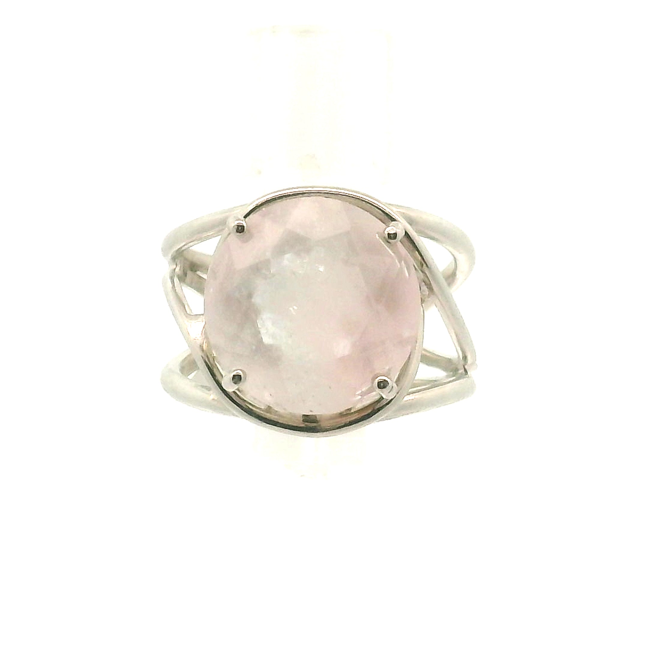 Morganite + Aquamarine Cuff Ring .925 Silver for Abundance of Joy and Love