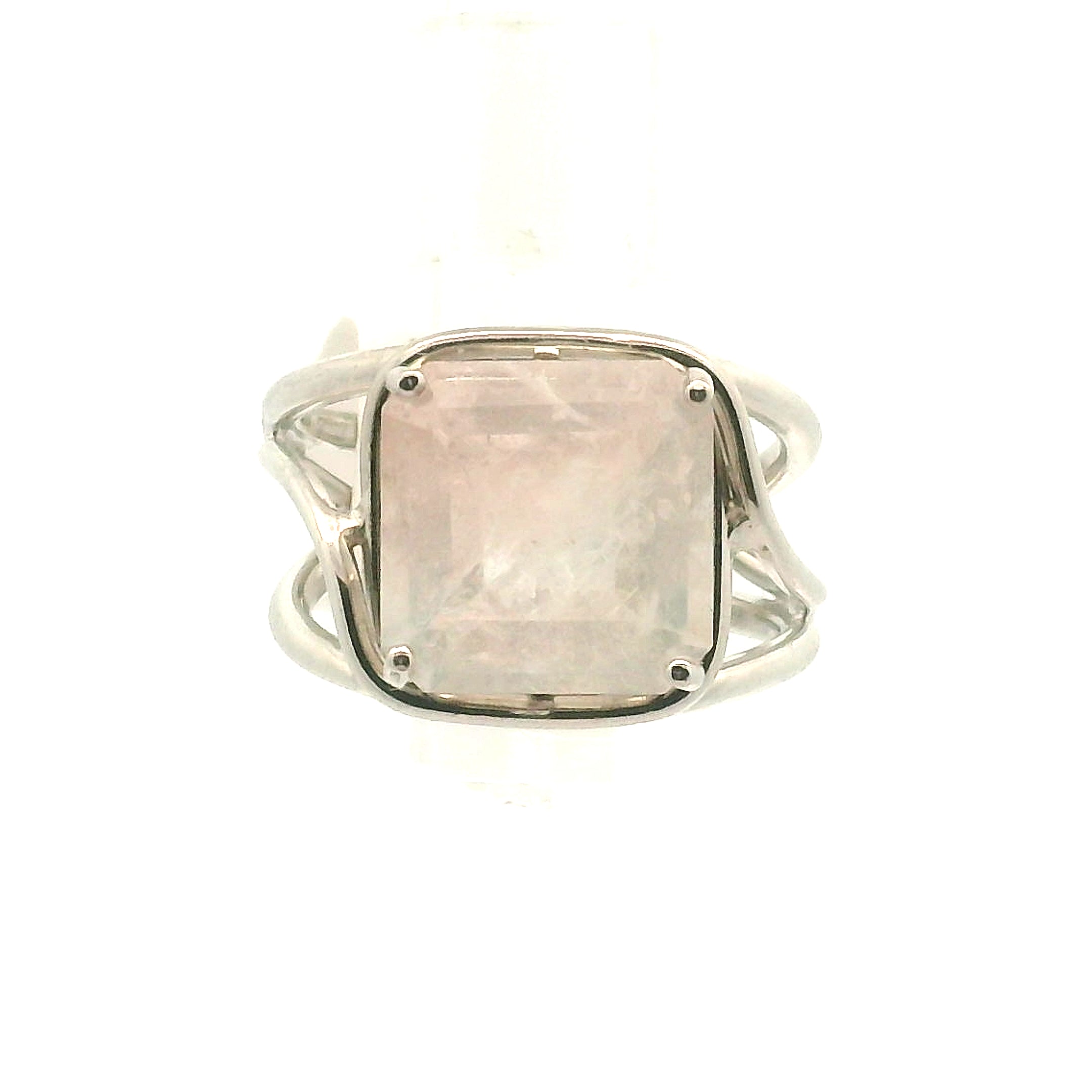 Morganite + Aquamarine Cuff Ring .925 Silver for Abundance of Joy and Love