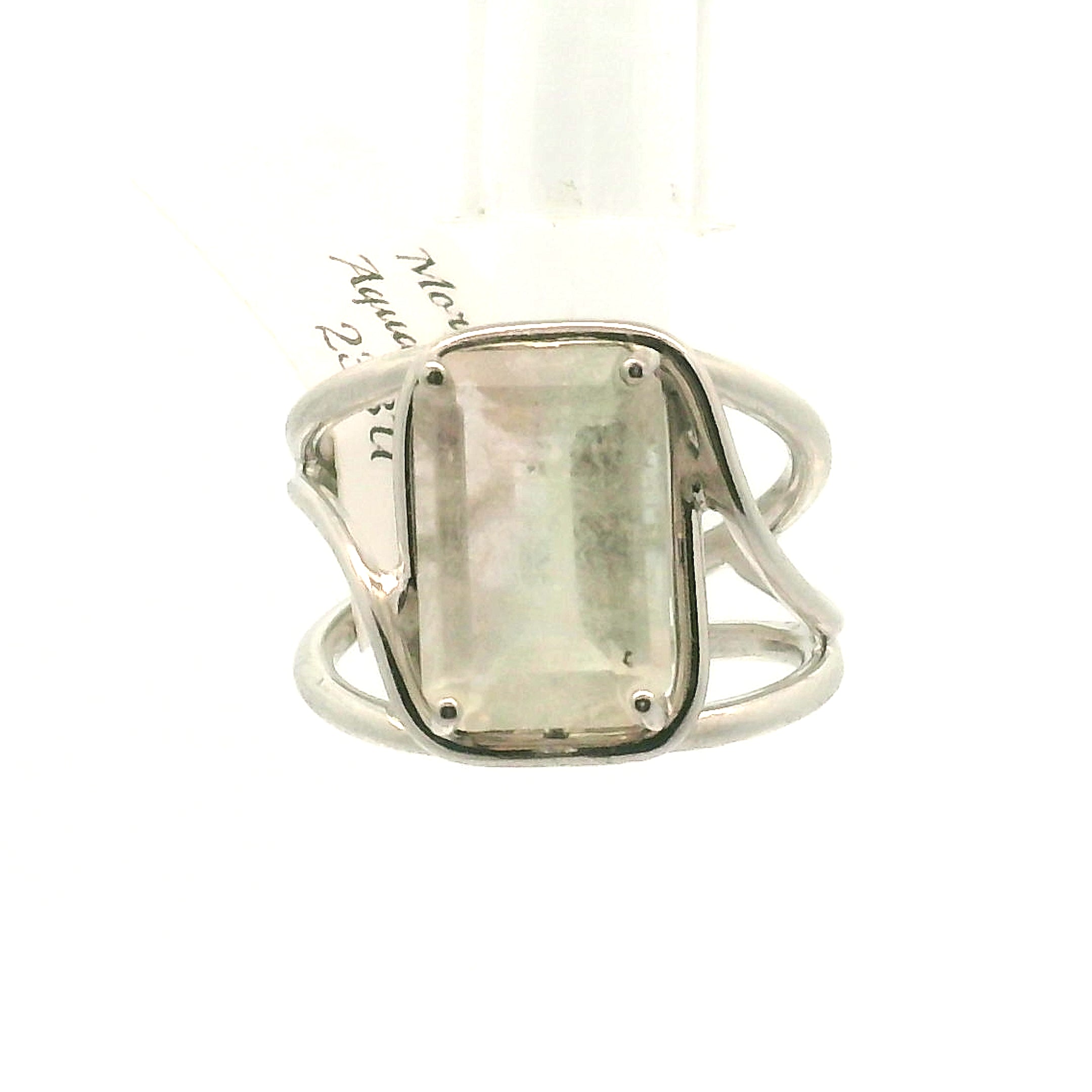Morganite + Aquamarine Cuff Ring .925 Silver for Abundance of Joy and Love