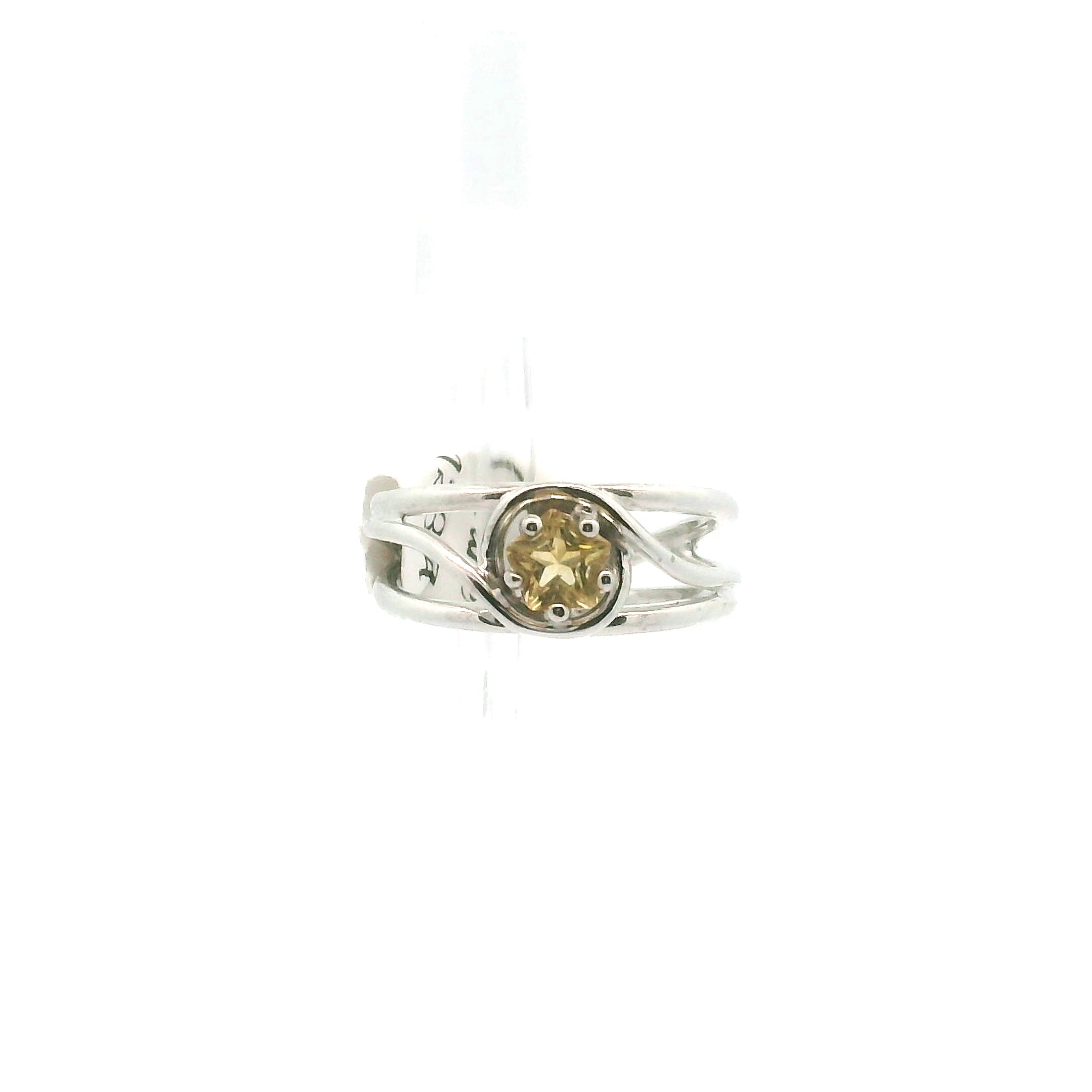 Citrine Star Midi Adjustable Finger Cuff Ring .925 Silver for Abundance, Good Luck and Positivity
