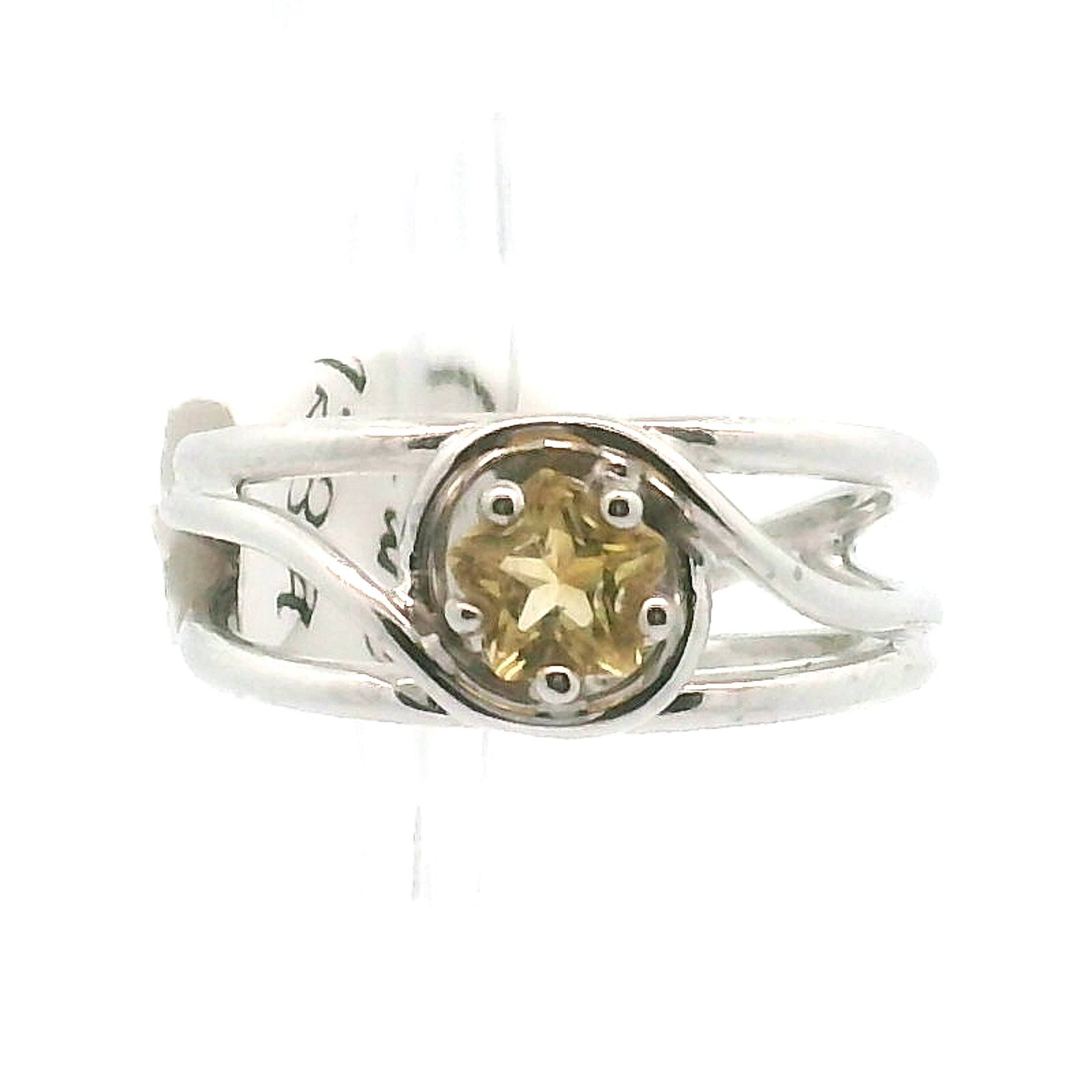 Citrine Star Midi Adjustable Finger Cuff Ring .925 Silver for Abundance, Good Luck and Positivity