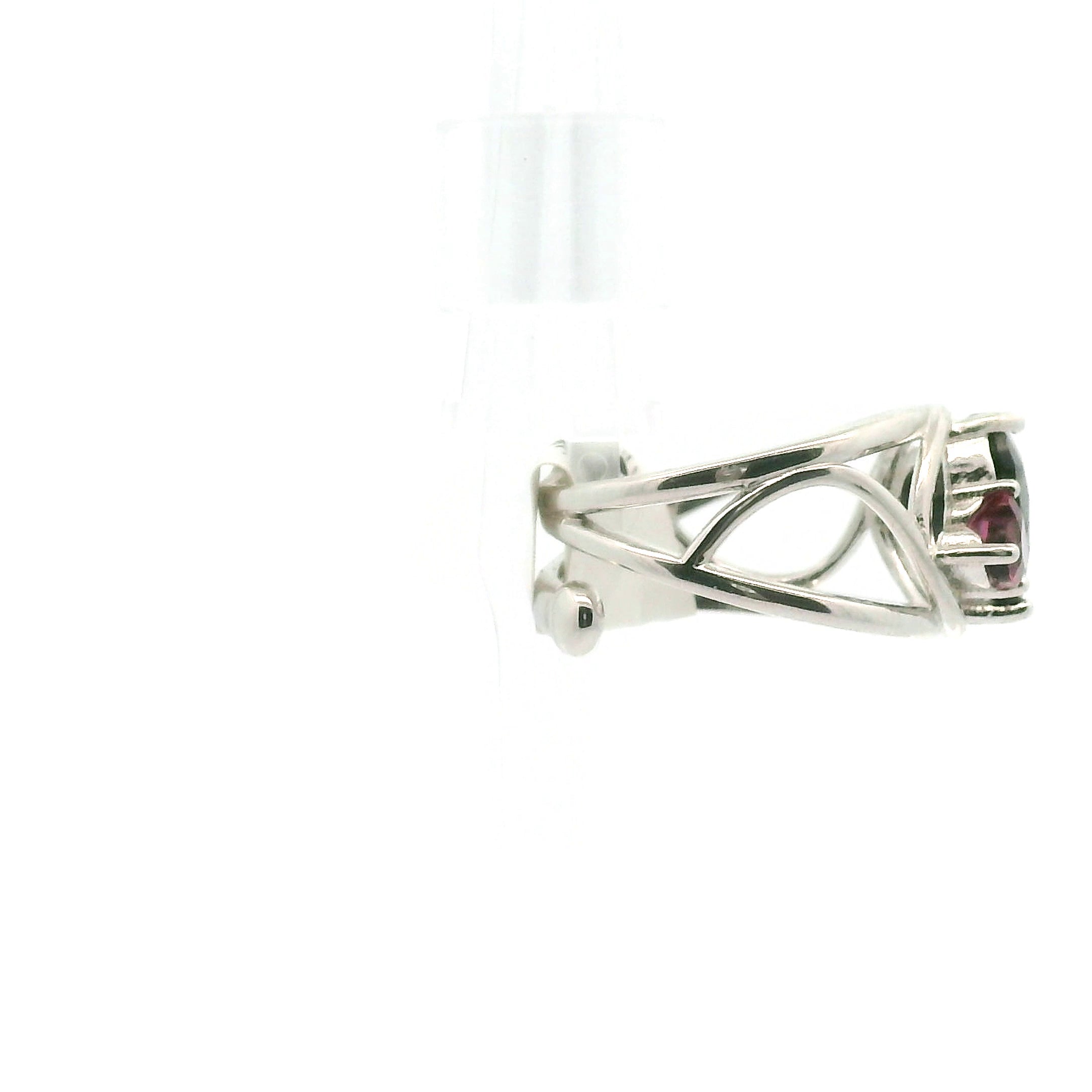 Spinel + Rhodolite Garnet Heart Cuff Ring .925 Silver for Health and Strength