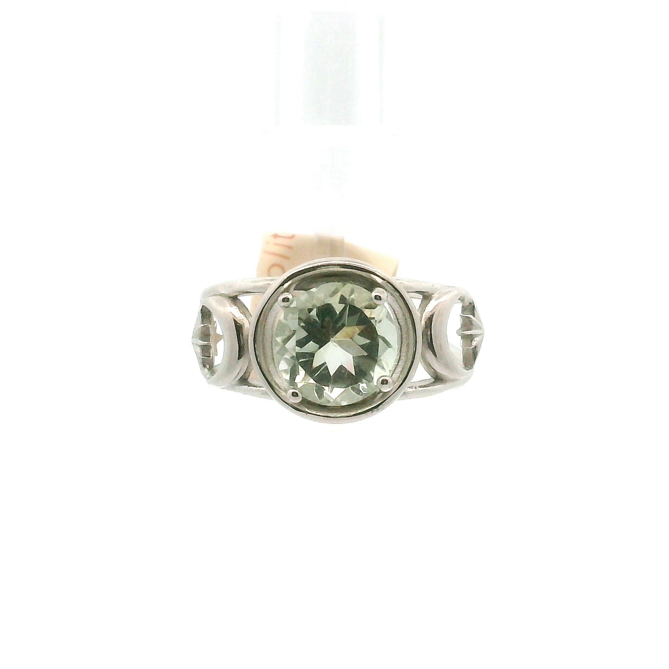 Praisolite Moon + Star Cuff Ring .925 Silver for Love, Prosperity, and Success