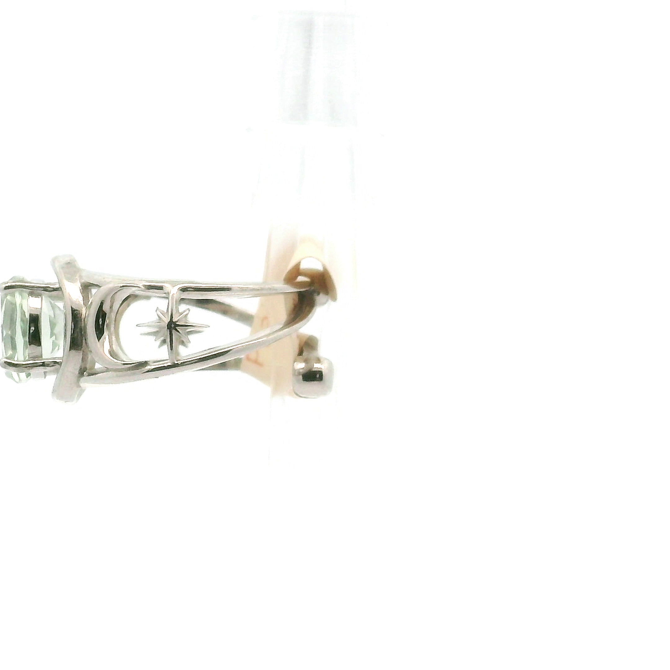 Praisolite Moon + Star Cuff Ring .925 Silver for Love, Prosperity, and Success
