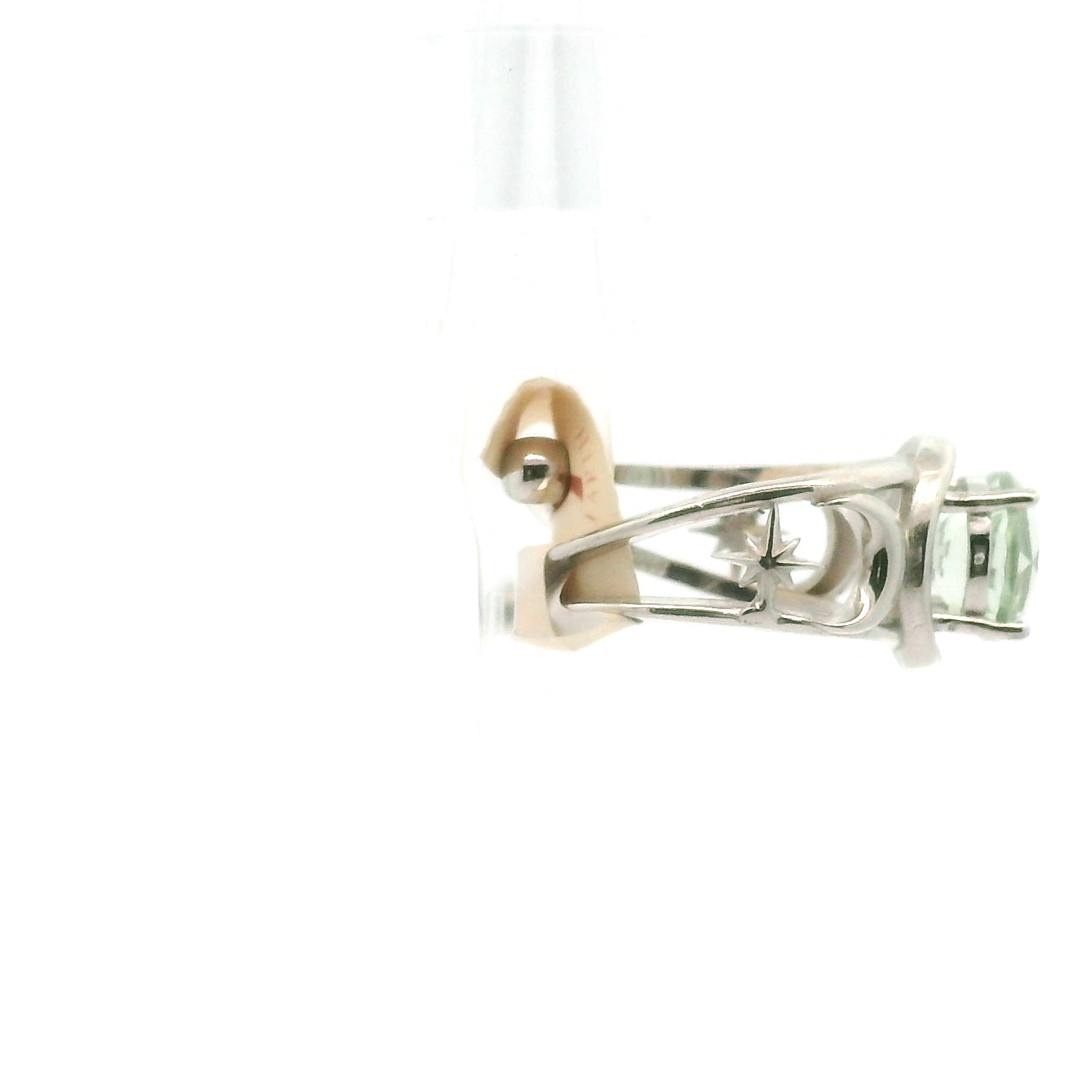 Praisolite Moon + Star Cuff Ring .925 Silver for Love, Prosperity, and Success