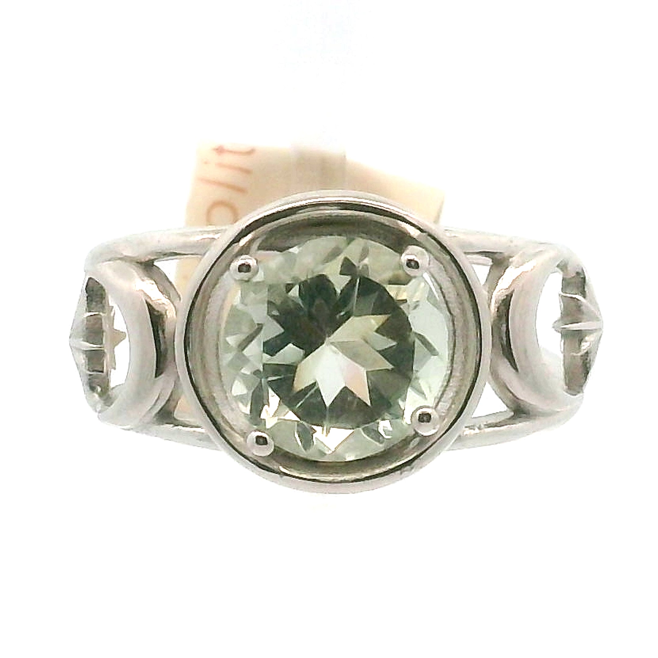 Praisolite Moon + Star Cuff Ring .925 Silver for Love, Prosperity, and Success