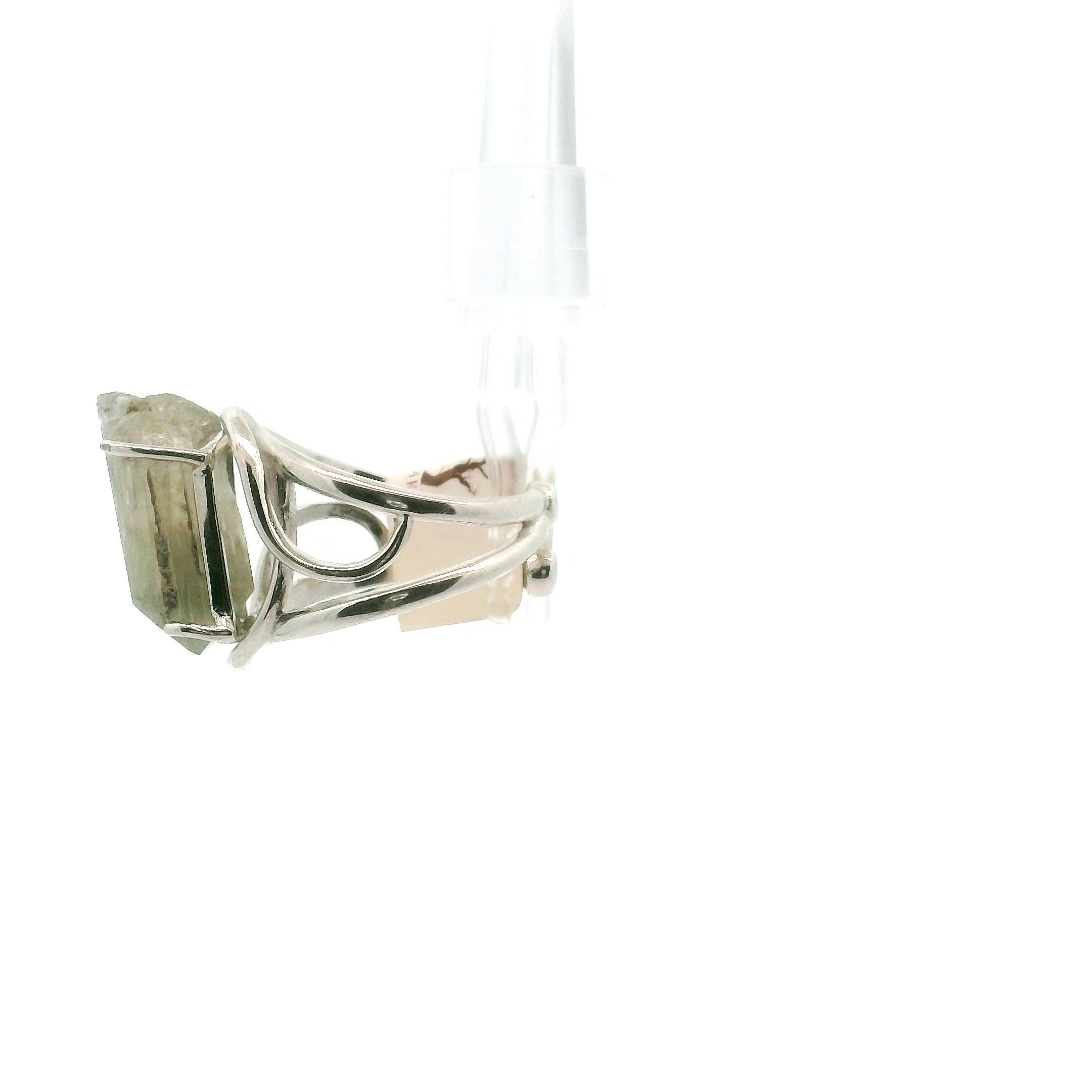 Blue Danburite Cuff Ring .925 Silver for Connection with Higher Realms, Peace and Self Acceptance