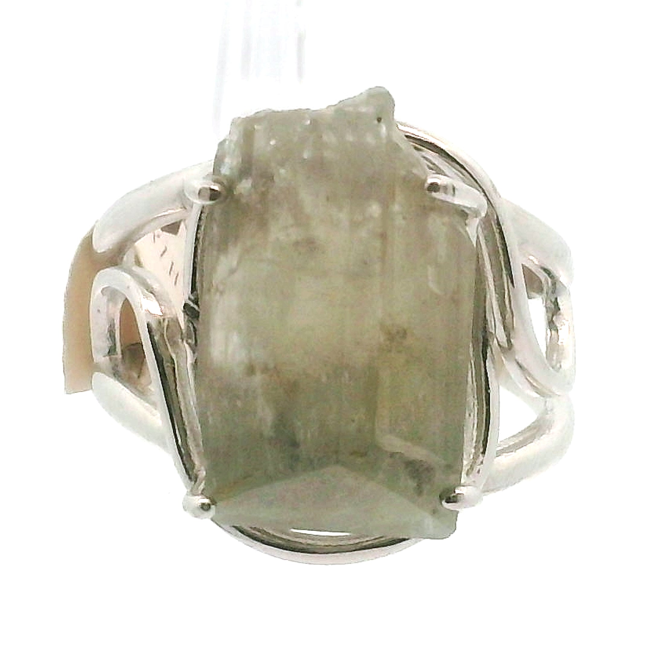 Blue Danburite Cuff Ring .925 Silver for Connection with Higher Realms, Peace and Self Acceptance