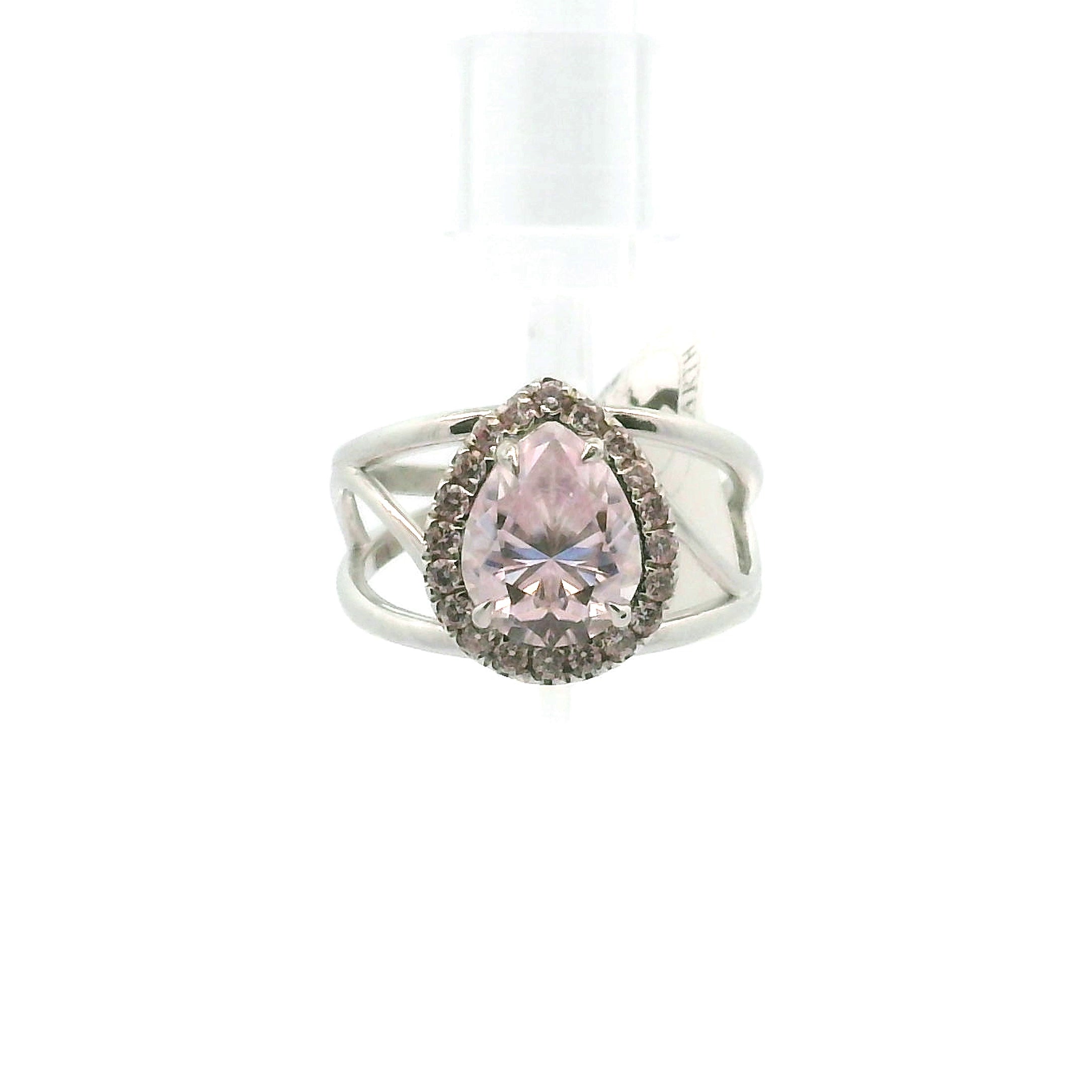 Pink Moissanite Pave Covering Cuff Ring, Adjustable Ring .925 Silver for Enlightenment, Inner Peace & Spiritual Transformation