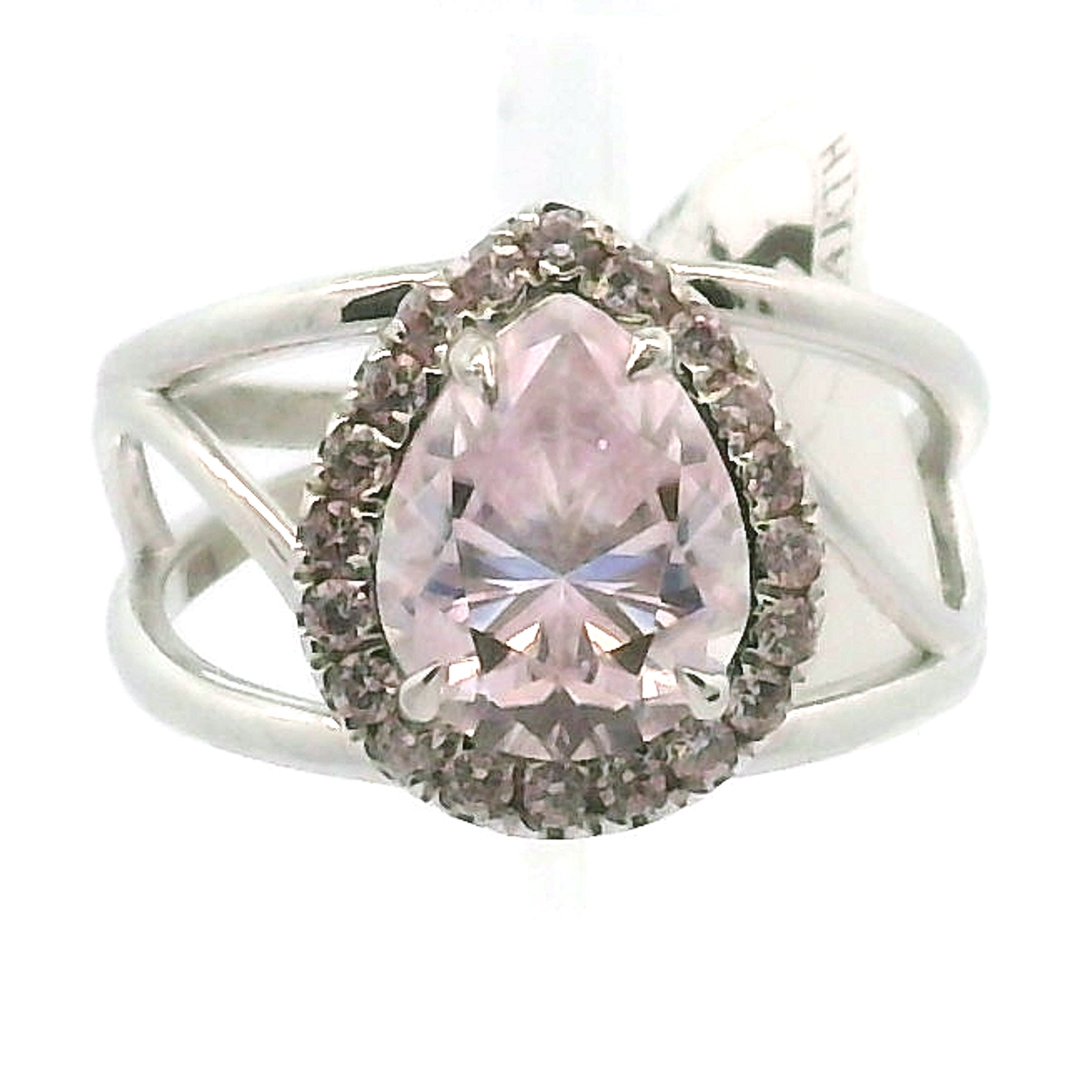 Pink Moissanite Pave Covering Cuff Ring, Adjustable Ring .925 Silver for Enlightenment, Inner Peace & Spiritual Transformation