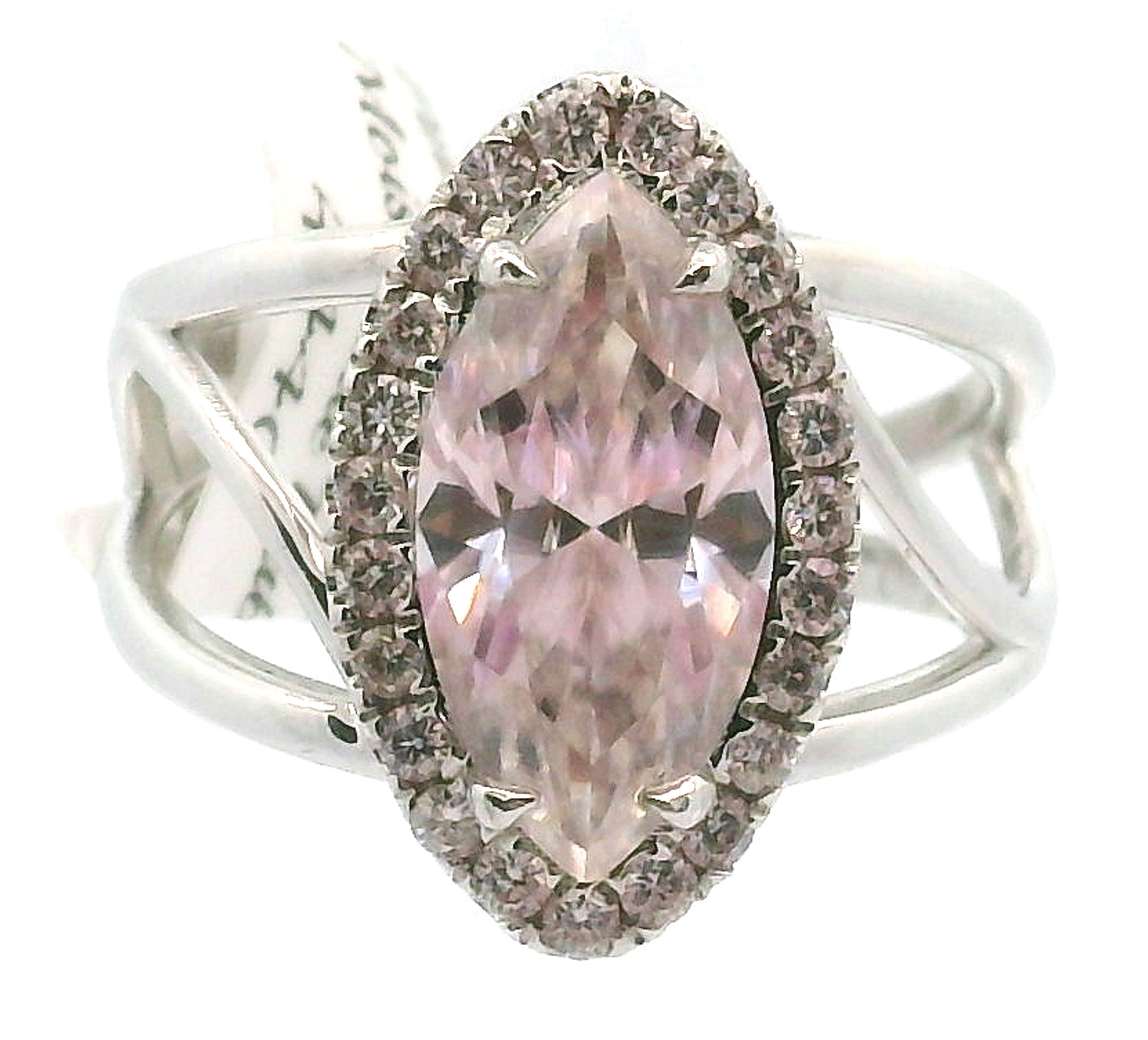 Pink Moissanite Pave Covering Cuff Ring, Adjustable Ring .925 Silver for Enlightenment, Inner Peace & Spiritual Transformation