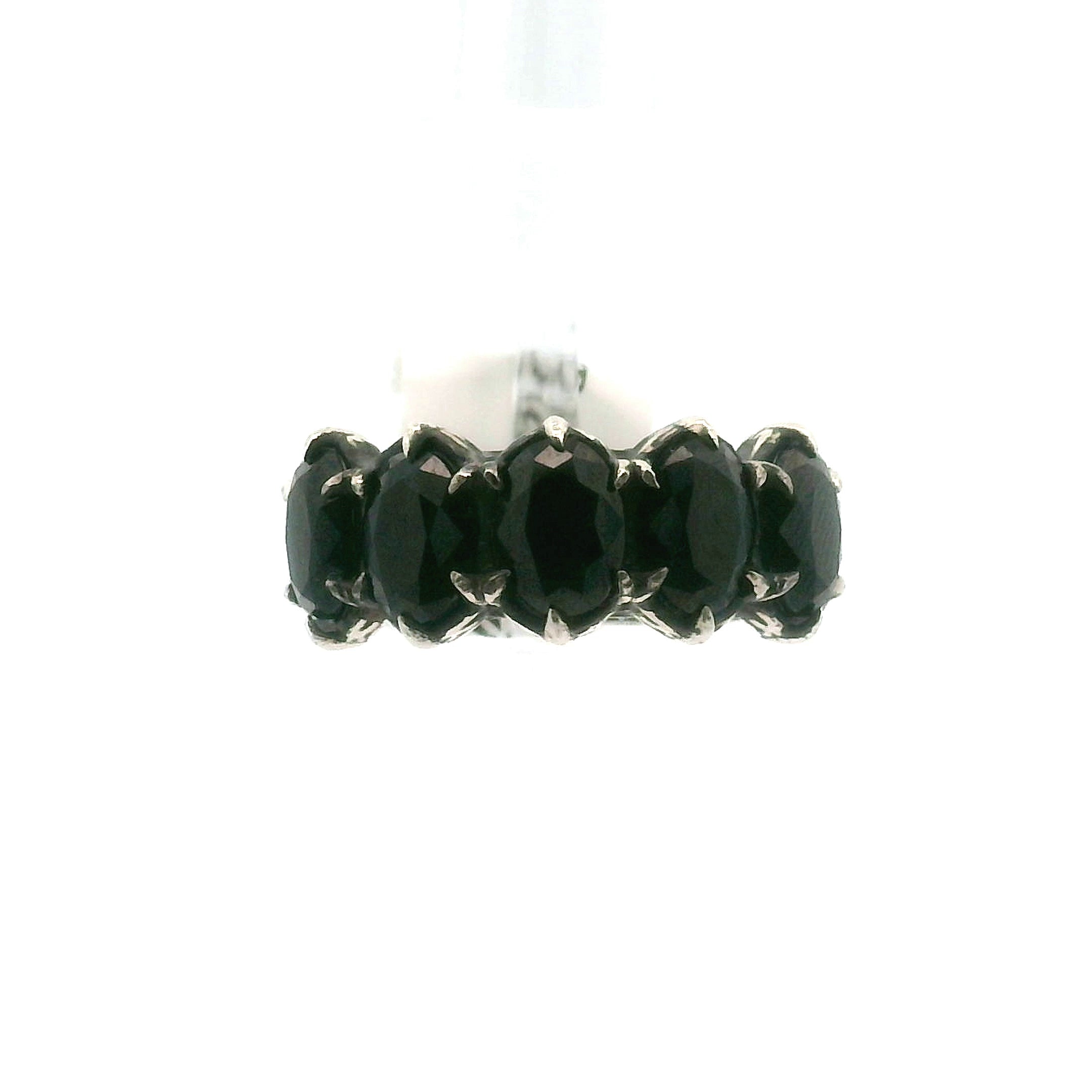 Black Spinel Bad Witch Oval Stacker Cuff Ring .925 Silver for Restoration and Empowerment