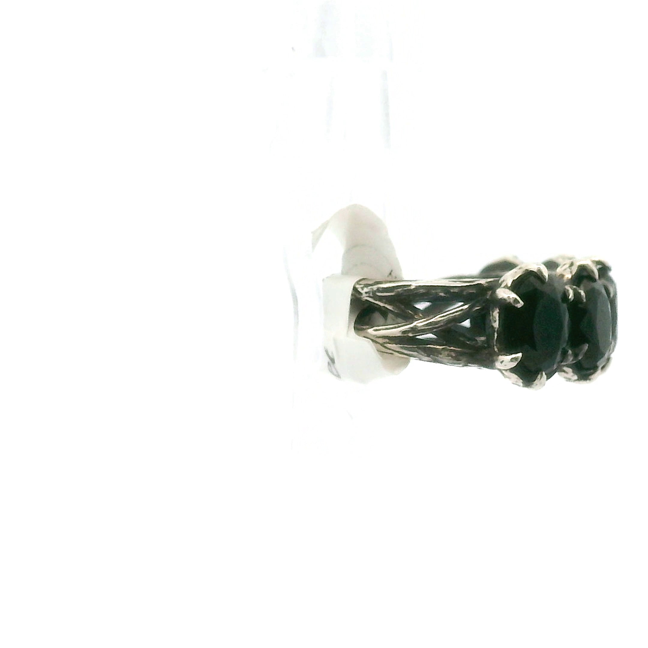 Black Spinel Bad Witch Oval Stacker Cuff Ring .925 Silver for Restoration and Empowerment