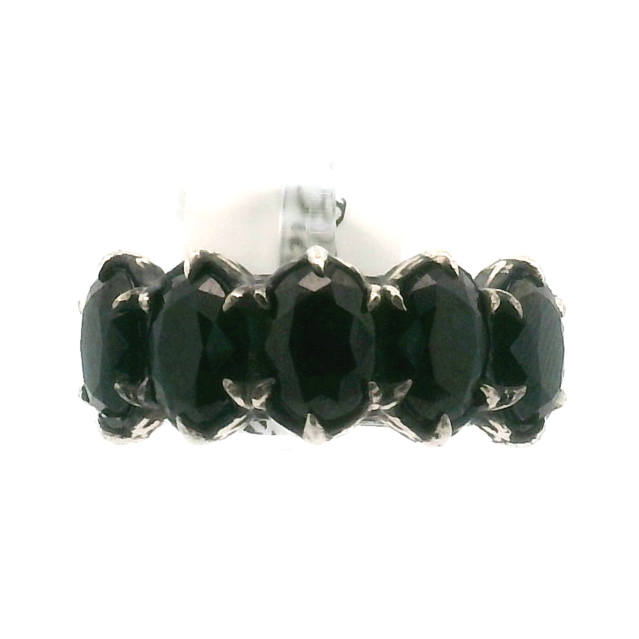 Black Spinel Bad Witch Oval Stacker Cuff Ring .925 Silver for Restoration and Empowerment