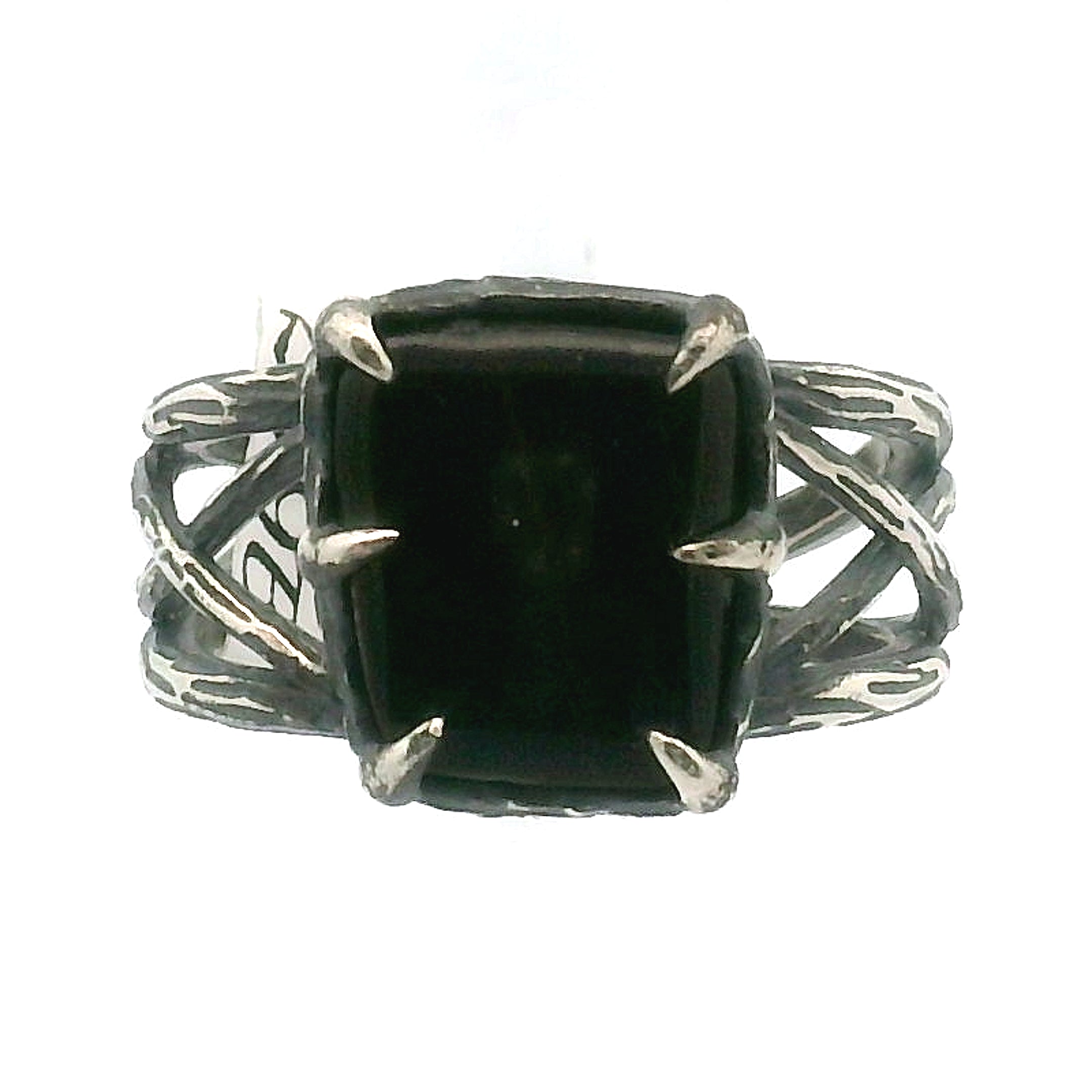 Ammolite Bad Witch Adjustable Cuff Ring .925 Silver for Transformation and Boosting your Life Force Energy