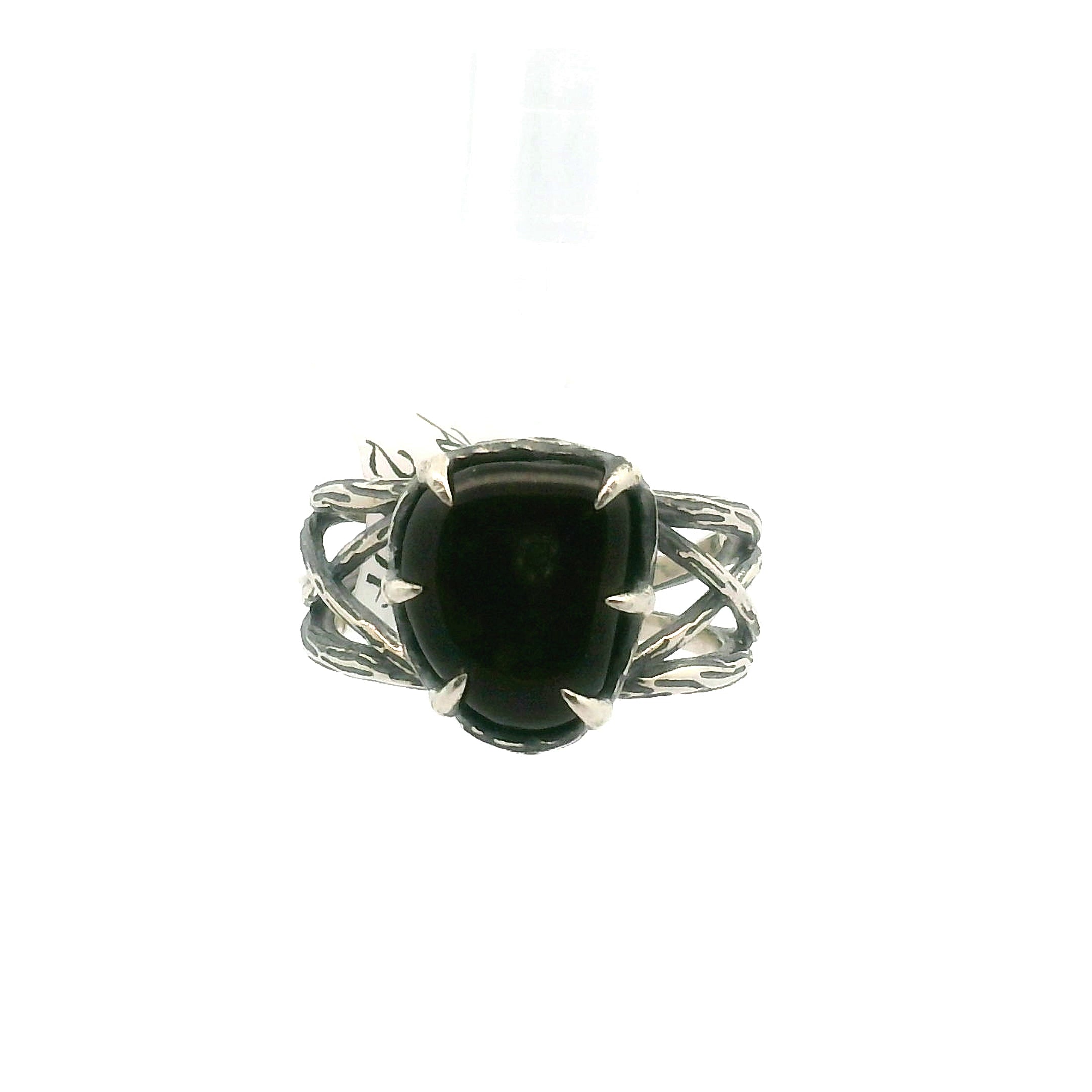 Ammolite Bad Witch Adjustable Cuff Ring .925 Silver for Transformation and Boosting your Life Force Energy