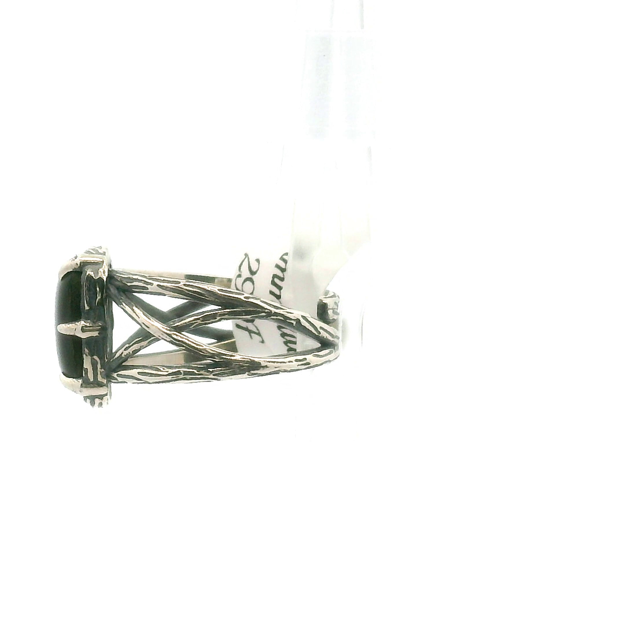 Ammolite Bad Witch Adjustable Cuff Ring .925 Silver for Transformation and Boosting your Life Force Energy