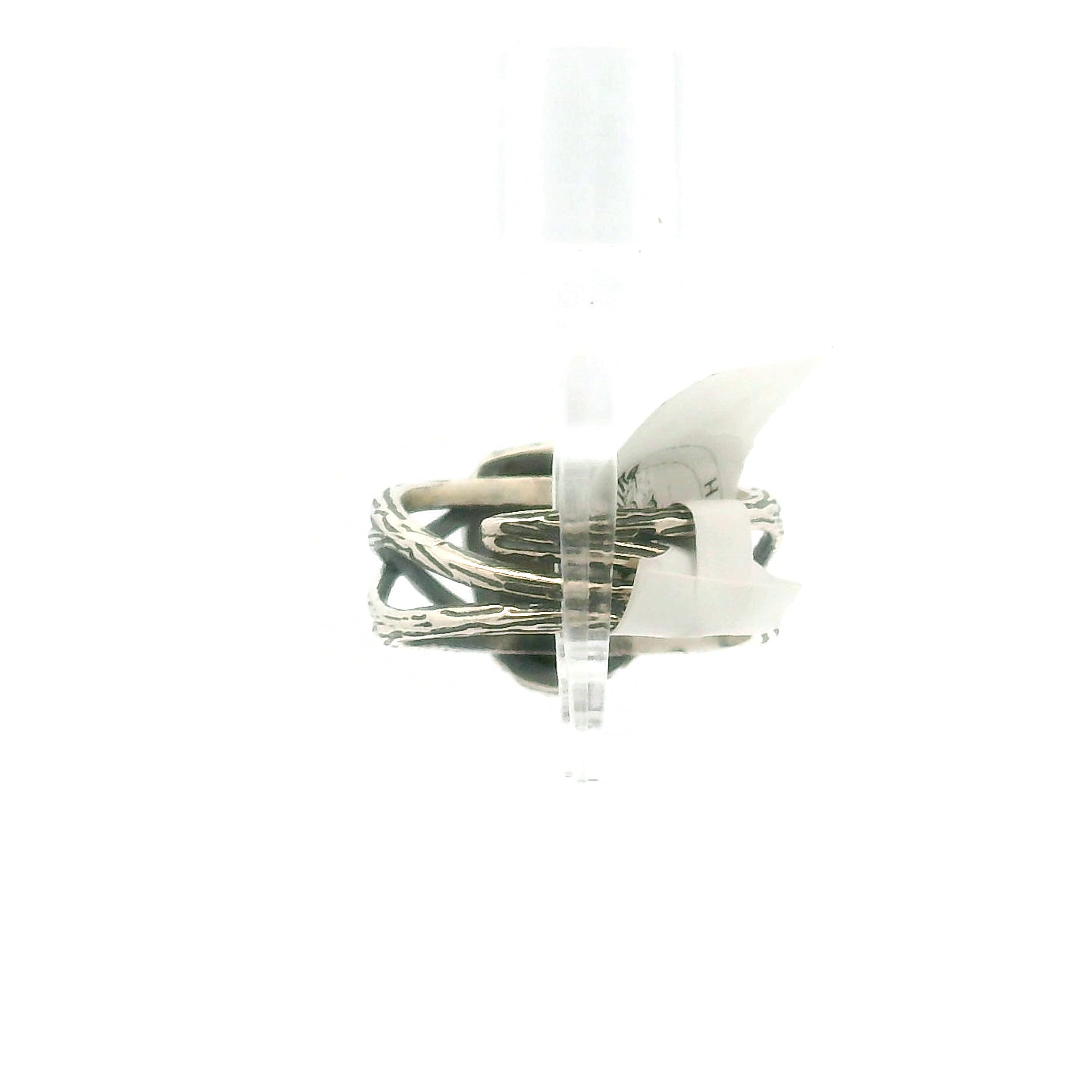 Ammolite Bad Witch Adjustable Cuff Ring .925 Silver for Transformation and Boosting your Life Force Energy