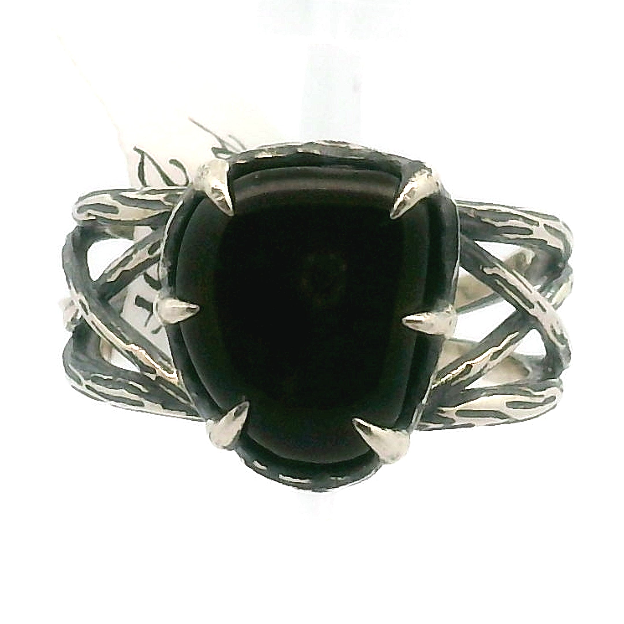 Ammolite Bad Witch Adjustable Cuff Ring .925 Silver for Transformation and Boosting your Life Force Energy
