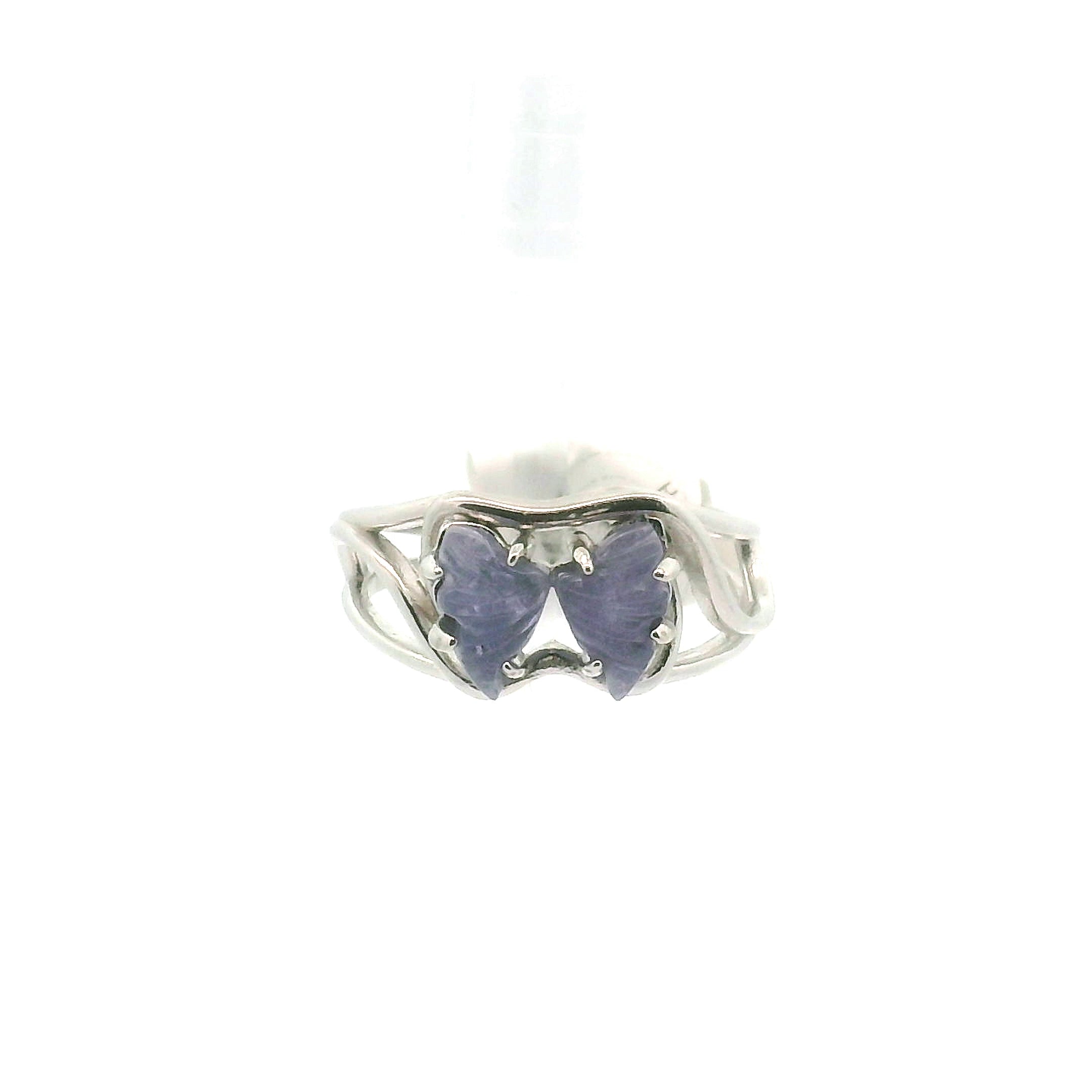 Tanzanite Butterfly Adjustable Cuff Ring .925 Silver for Spiritual Evolution and Elevating Consciousness