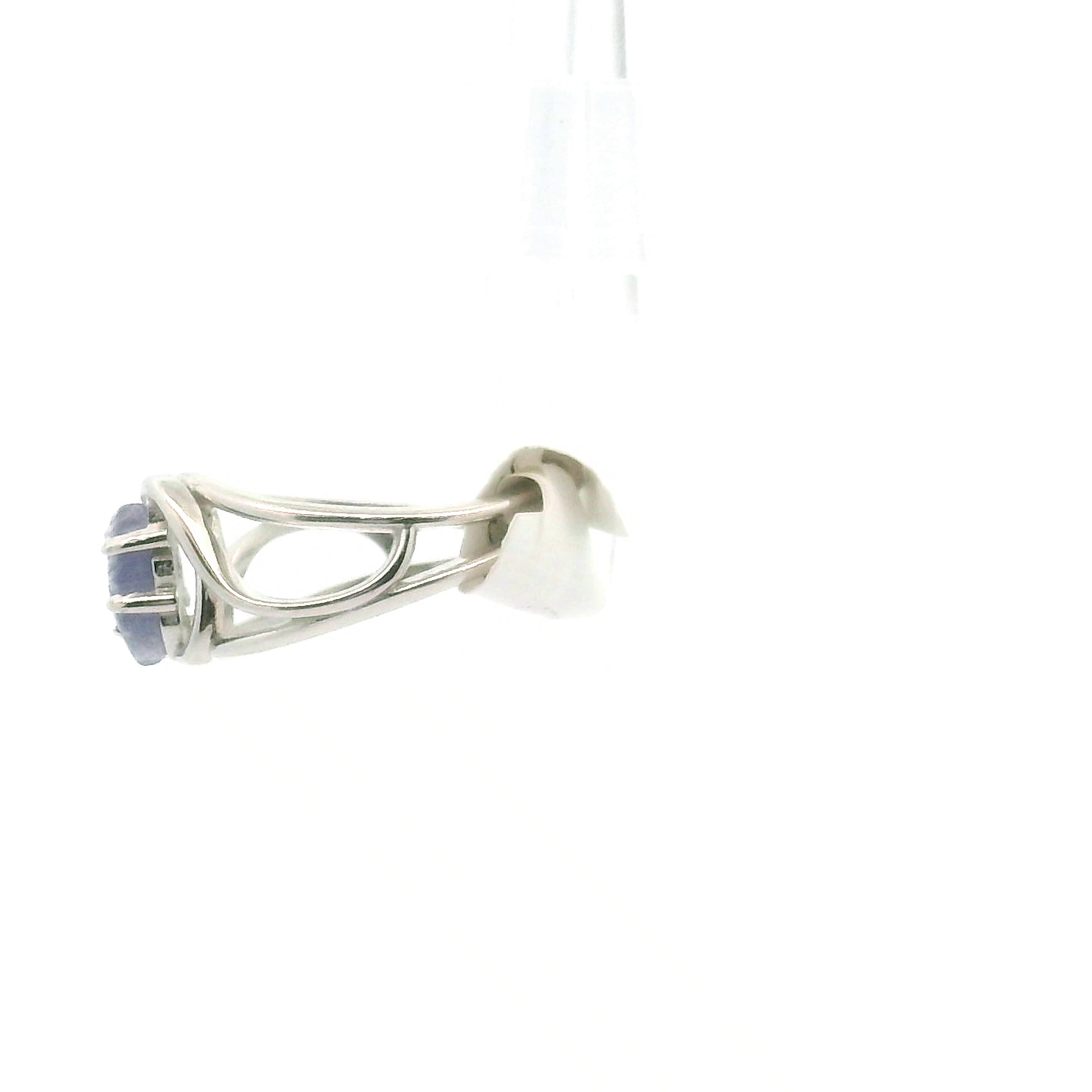 Tanzanite Butterfly Adjustable Cuff Ring .925 Silver for Spiritual Evolution and Elevating Consciousness