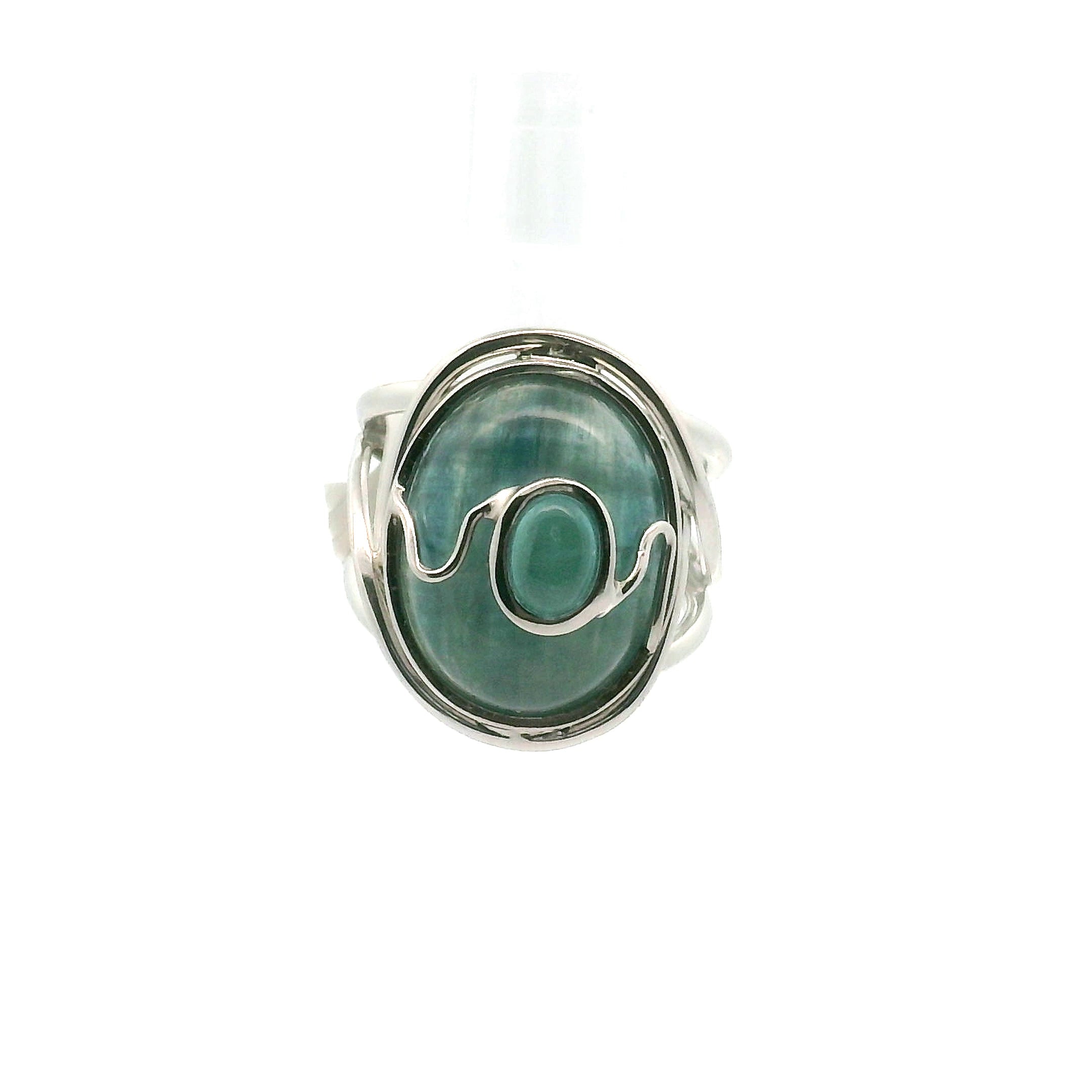 Blue Kyanite + Blue Apatite Cuff Ring .925 Silver for Support on a New Beginning