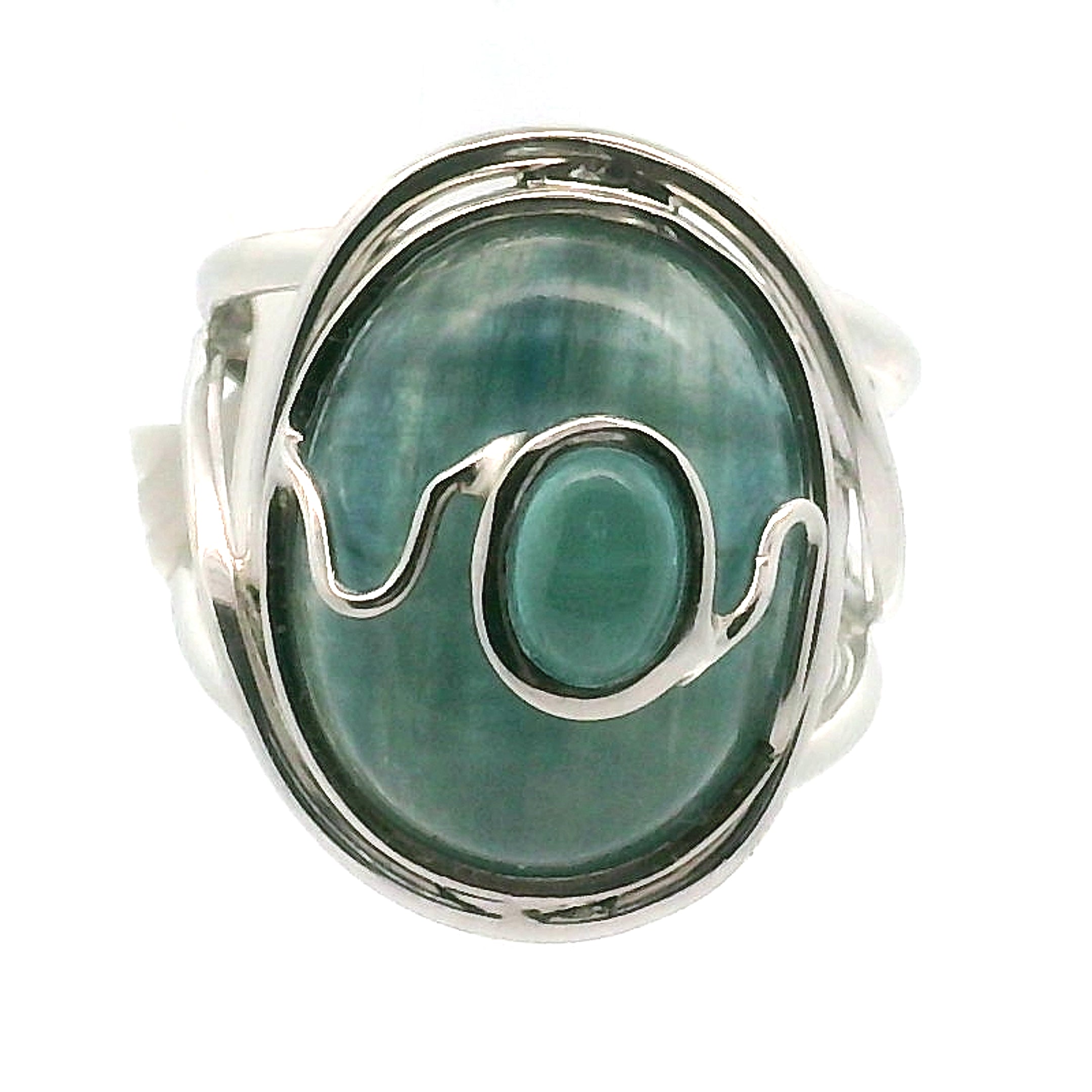 Blue Kyanite + Blue Apatite Cuff Ring .925 Silver for Support on a New Beginning