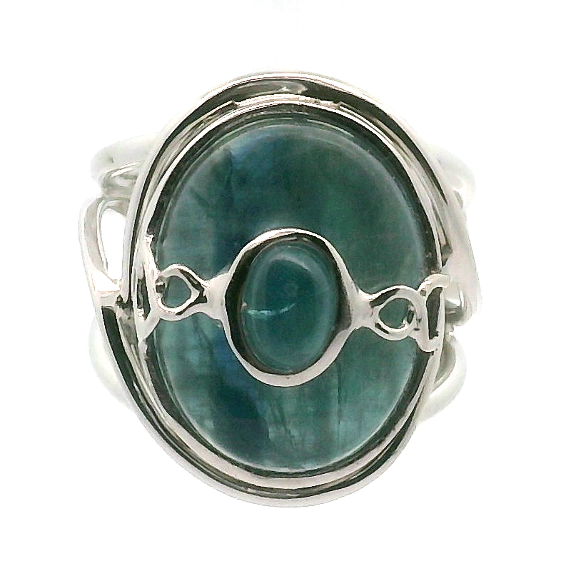 Blue Kyanite + Blue Apatite Cuff Ring .925 Silver for Support on a New Beginning