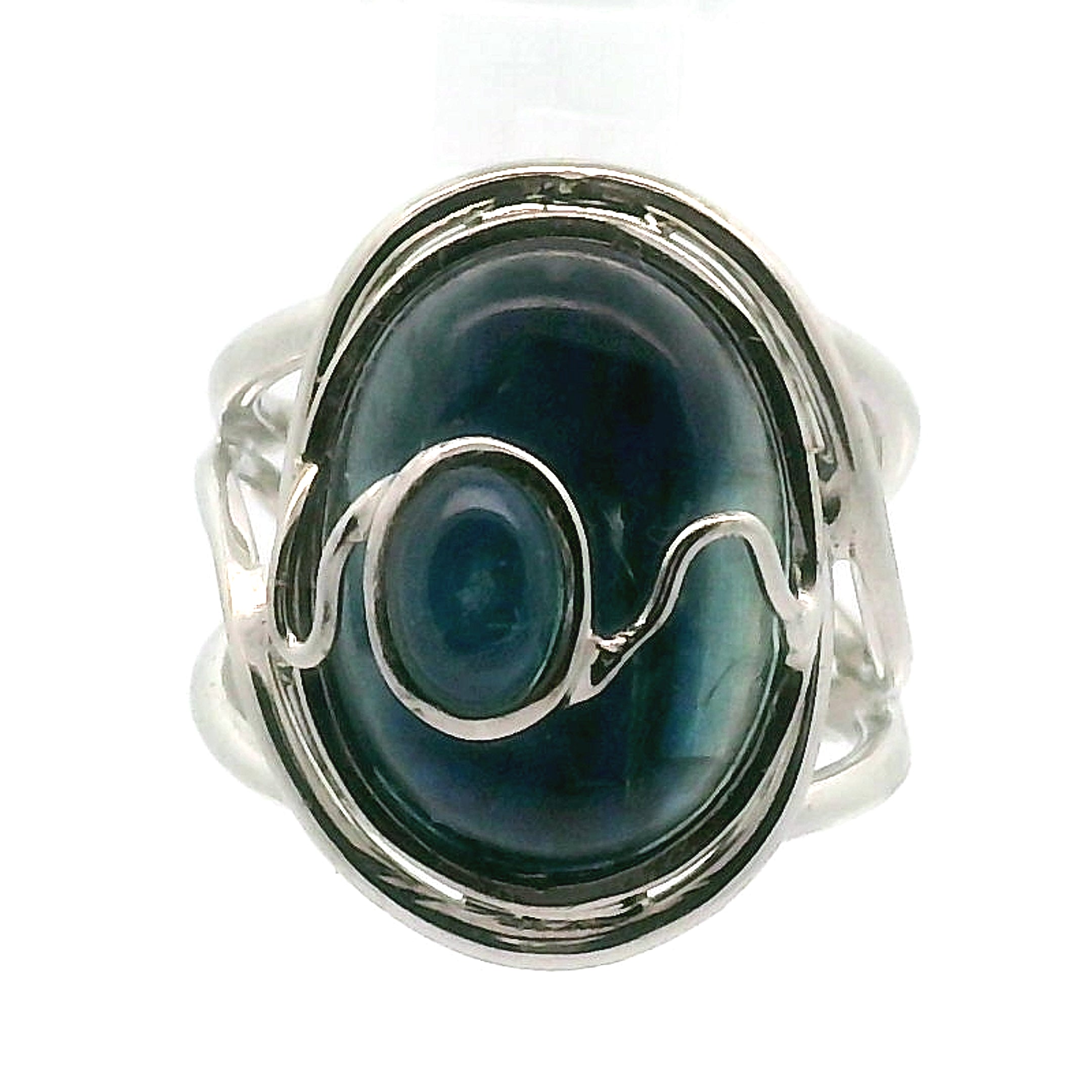 Blue Kyanite + Blue Apatite Cuff Ring .925 Silver for Support on a New Beginning