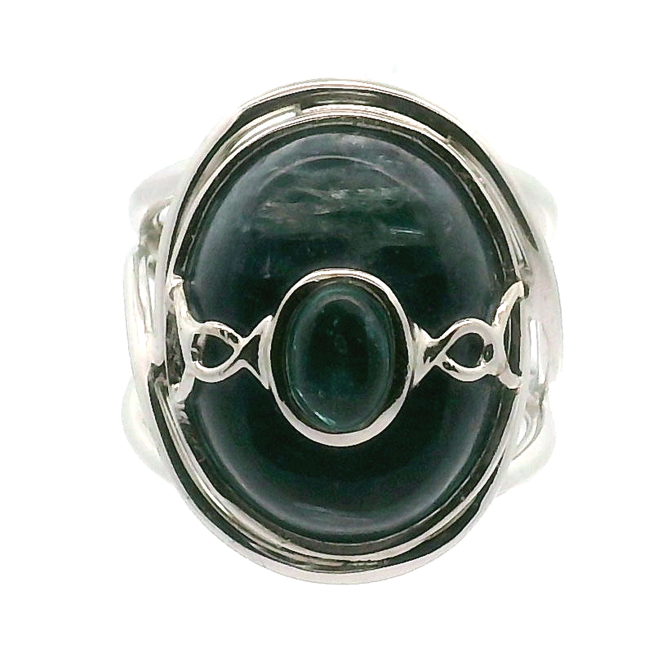 Blue Kyanite + Blue Apatite Cuff Ring .925 Silver for Support on a New Beginning