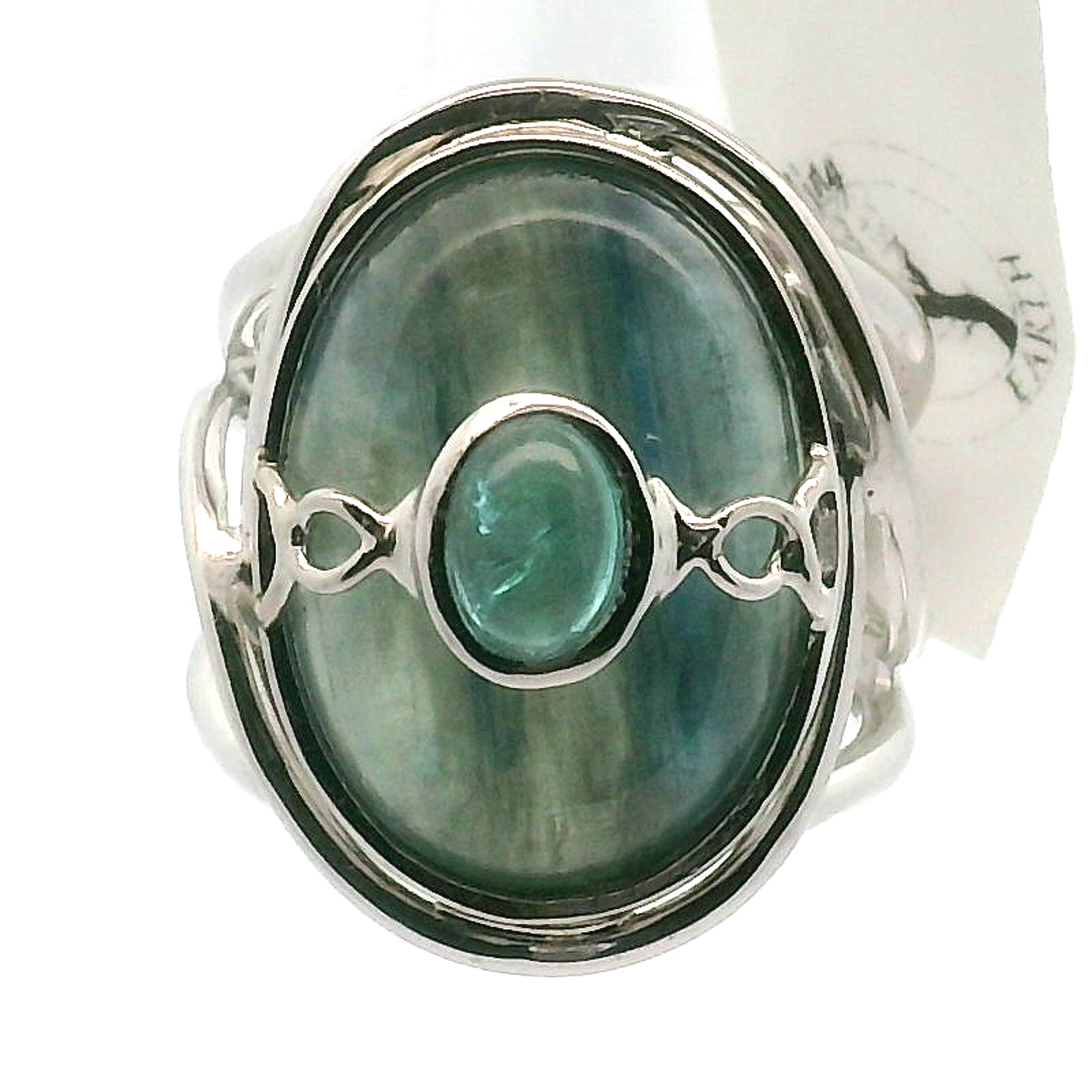 Blue Kyanite + Blue Apatite Cuff Ring .925 Silver for Support on a New Beginning