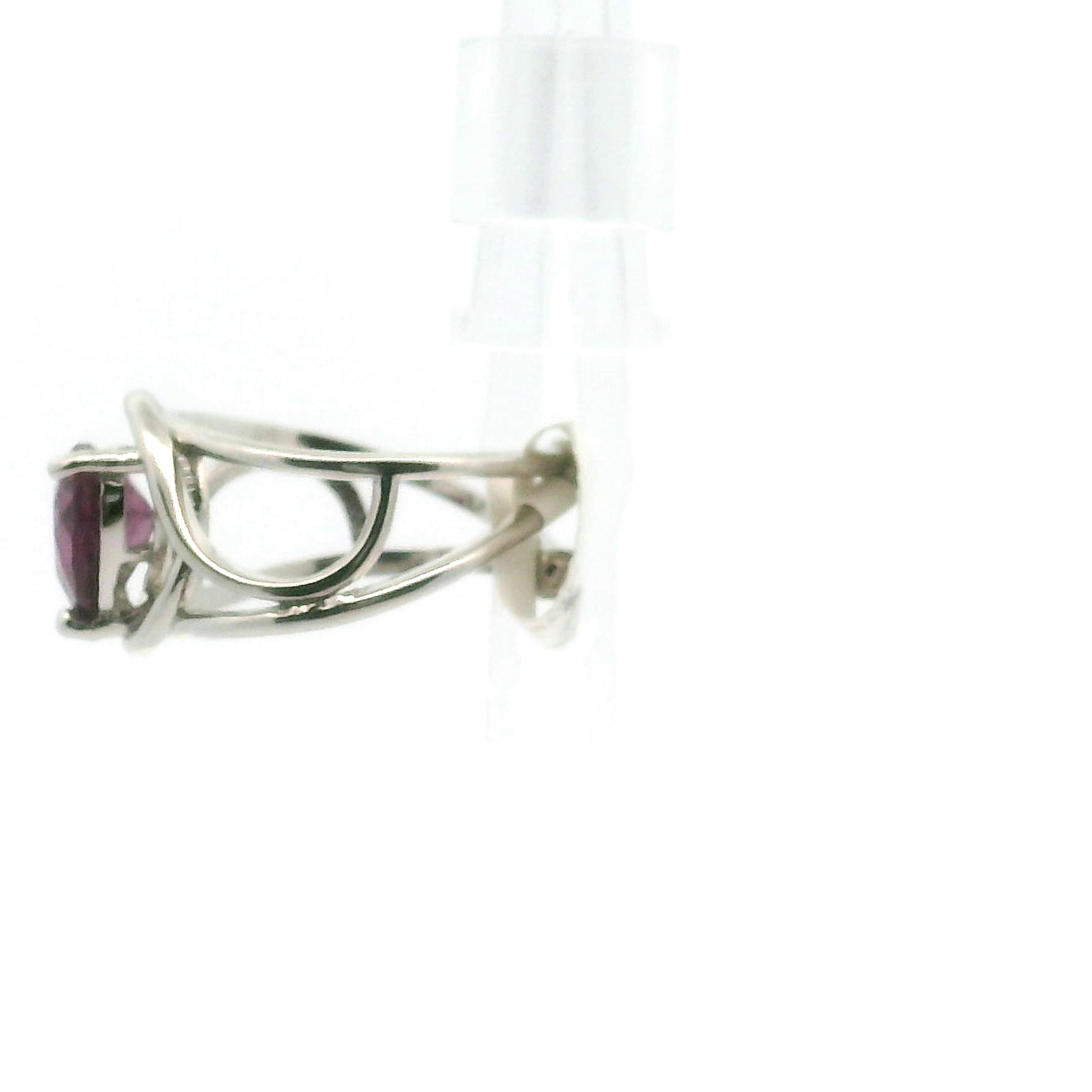 Brazil Dark Pink Tourmaline Heart Midi Cuff Ring .925 Silver for Intention Setting and Manifesting your Desires
