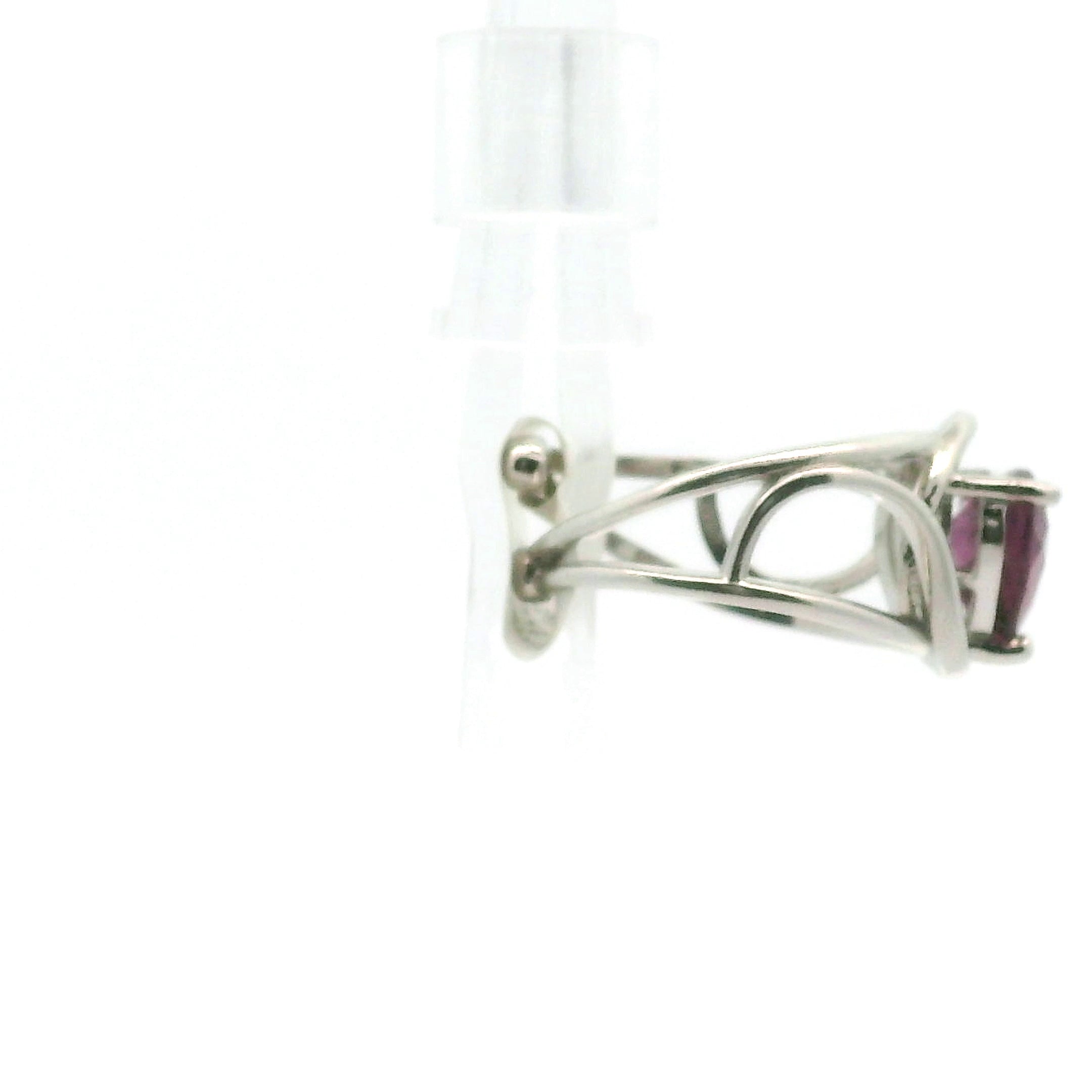 Brazil Dark Pink Tourmaline Heart Midi Cuff Ring .925 Silver for Intention Setting and Manifesting your Desires