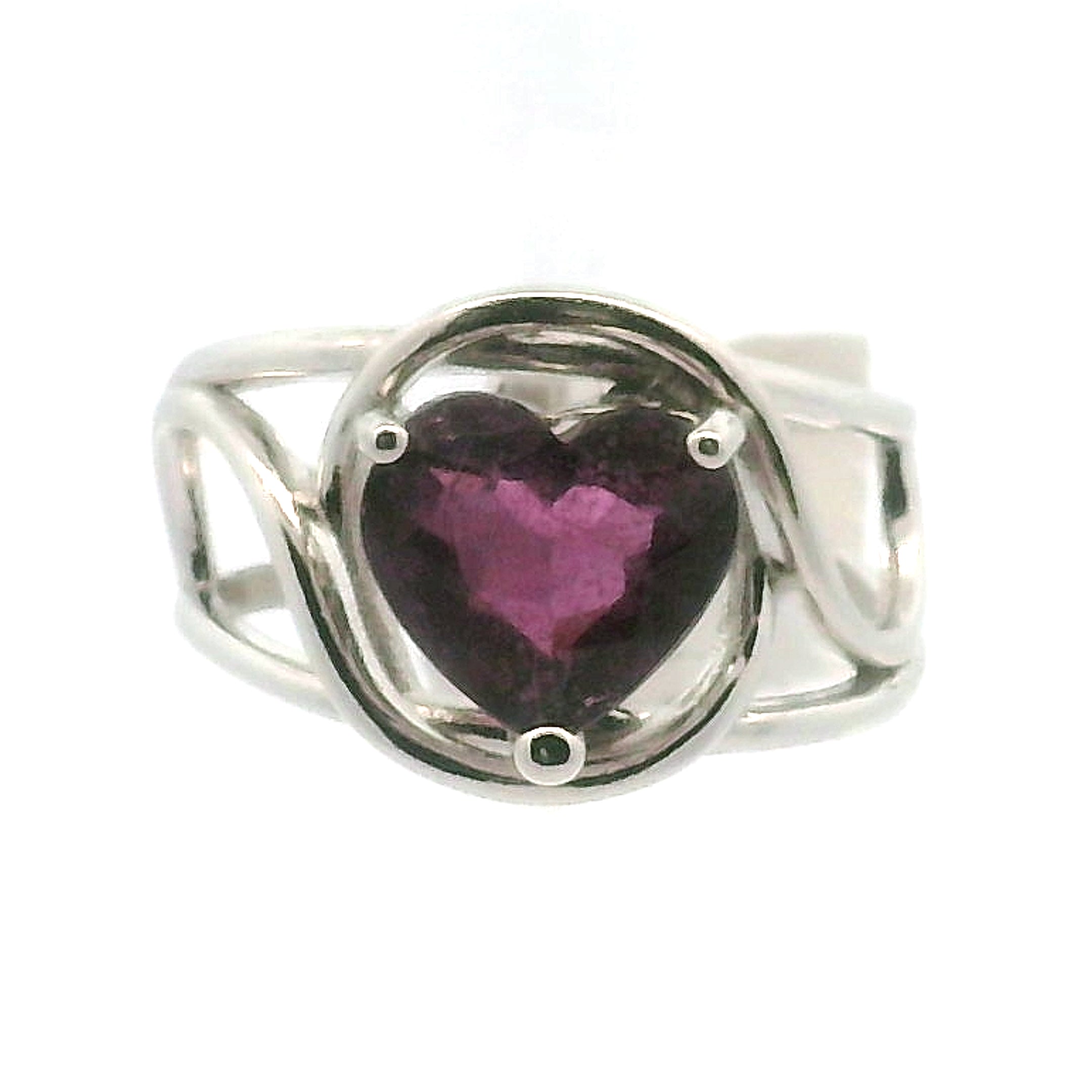 Brazil Dark Pink Tourmaline Heart Midi Cuff Ring .925 Silver for Intention Setting and Manifesting your Desires