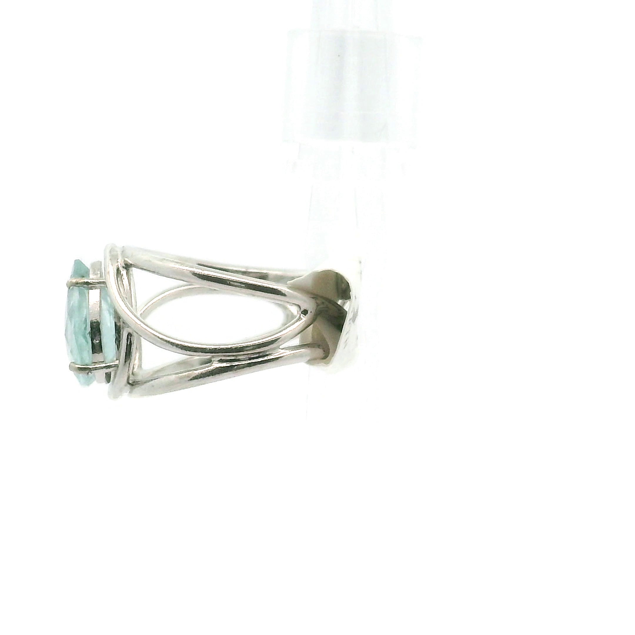 Paraiba Tourmaline Teardrop Cuff Ring .925 Silver for Spiritual Awareness