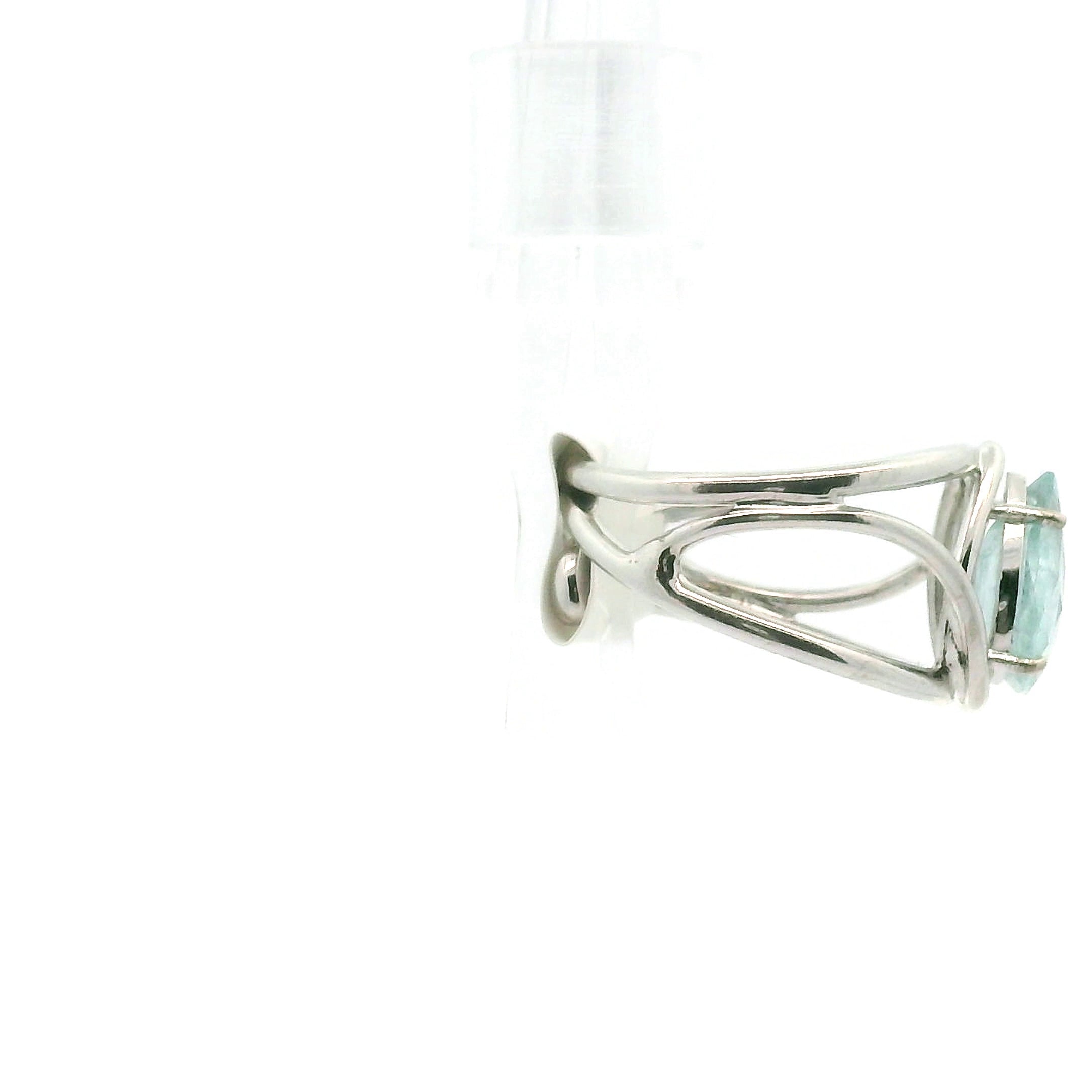 Paraiba Tourmaline Teardrop Cuff Ring .925 Silver for Spiritual Awareness