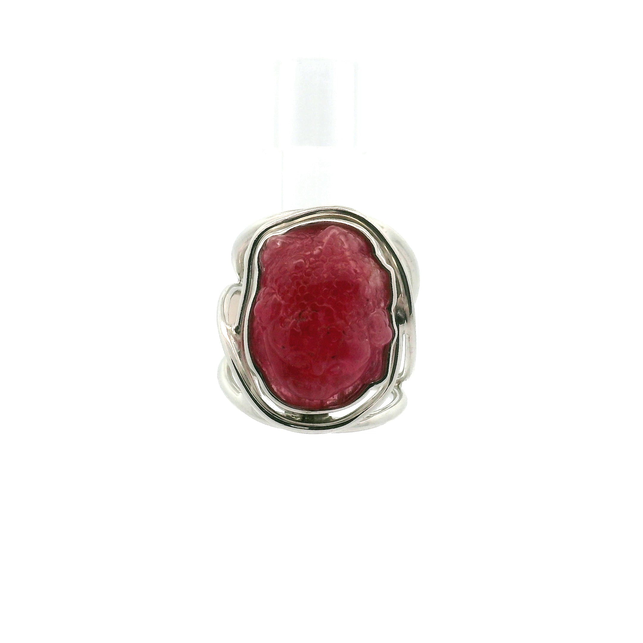 Rhodonite Money Toad Cuff Ring Adjustable Ring .925 Sterling Silver for Attracting Love, Harmonizing Relationships and Knowing your Worth