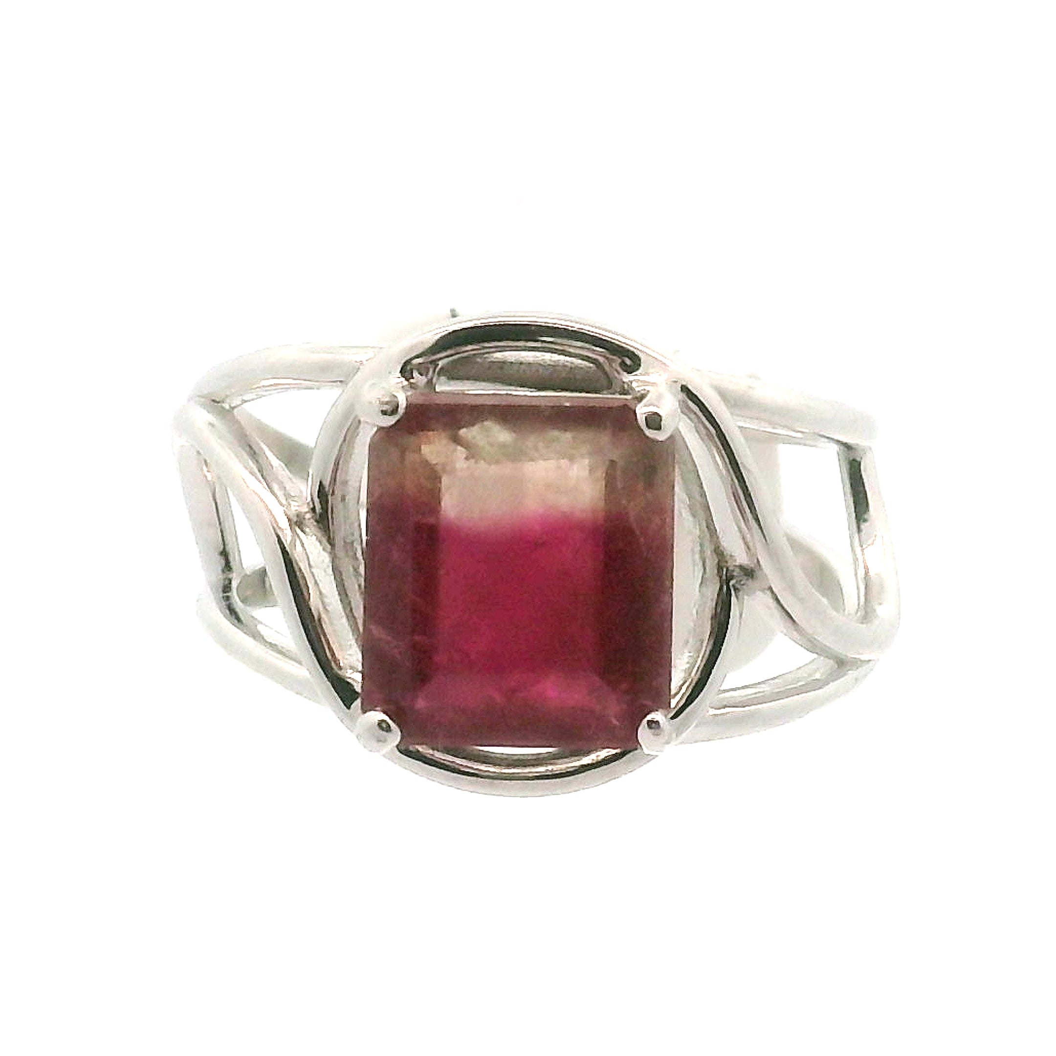 Sunset Tourmaline Cuff Ring .925 Silver for Awareness, Communication and Meditation