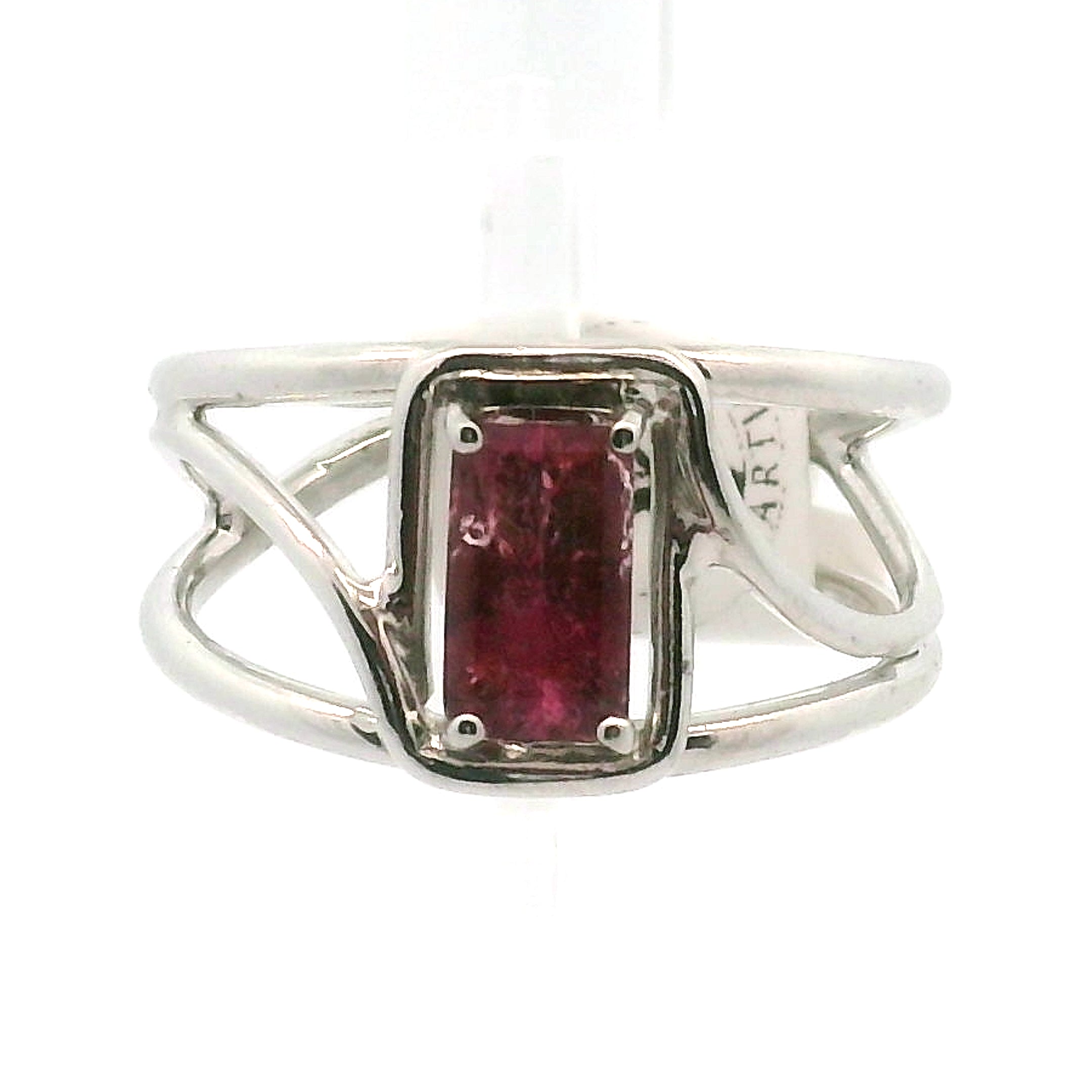 Sunset Tourmaline Cuff Ring .925 Silver for Awareness, Communication and Meditation